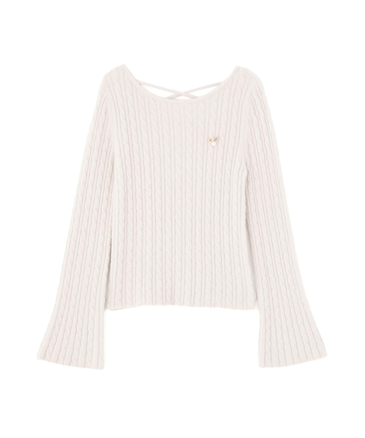 チャーム付きミニケーブルニット