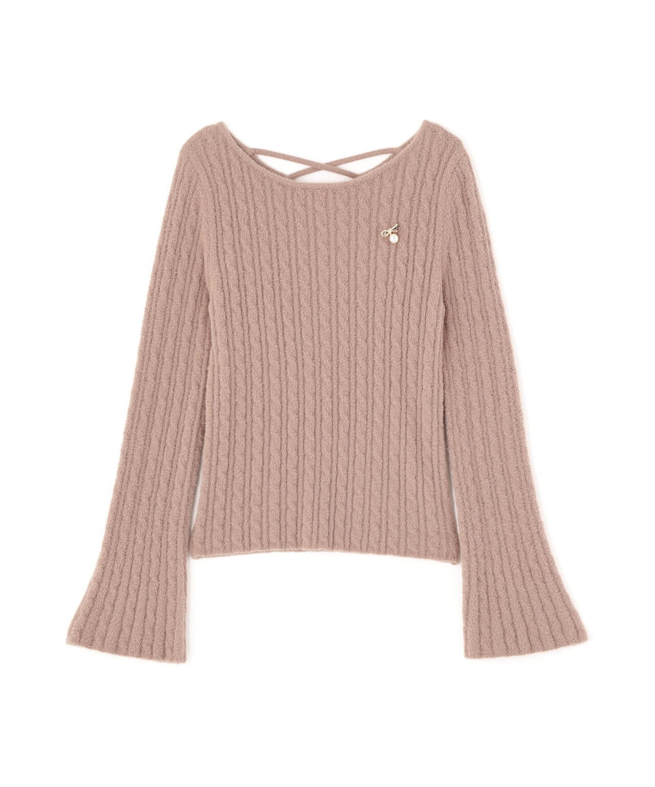 チャーム付きミニケーブルニット