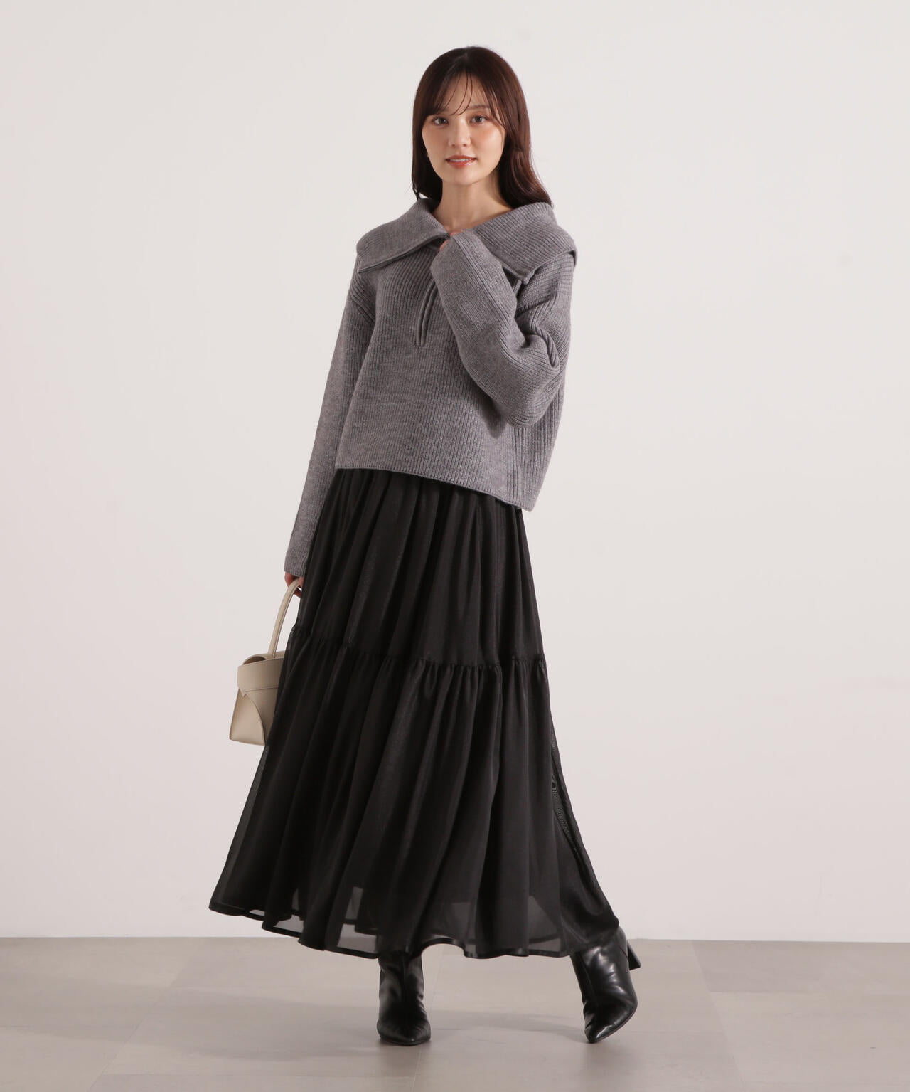 加藤栞さん着用】ビッグカラー畔ニット | PROPORTION BODY DRESSING