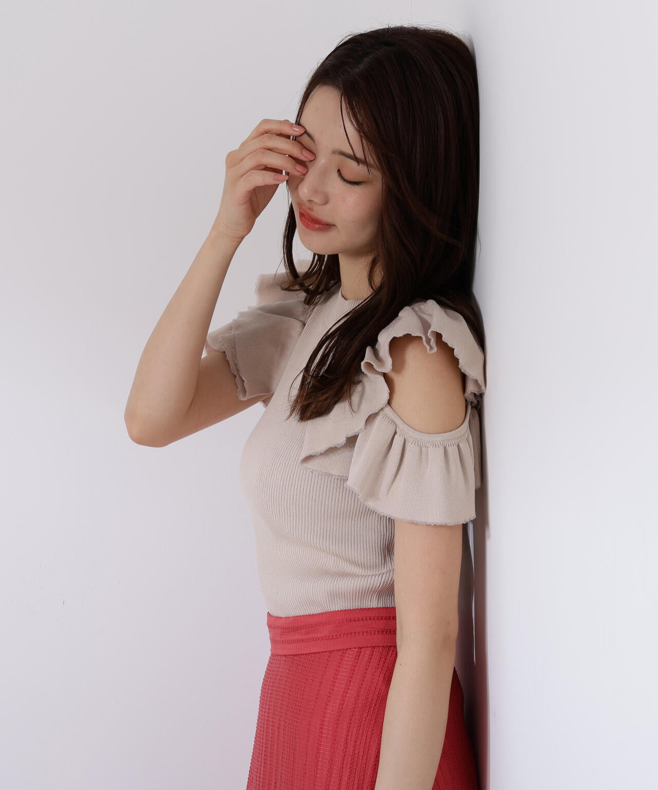 デザインスリーブニット