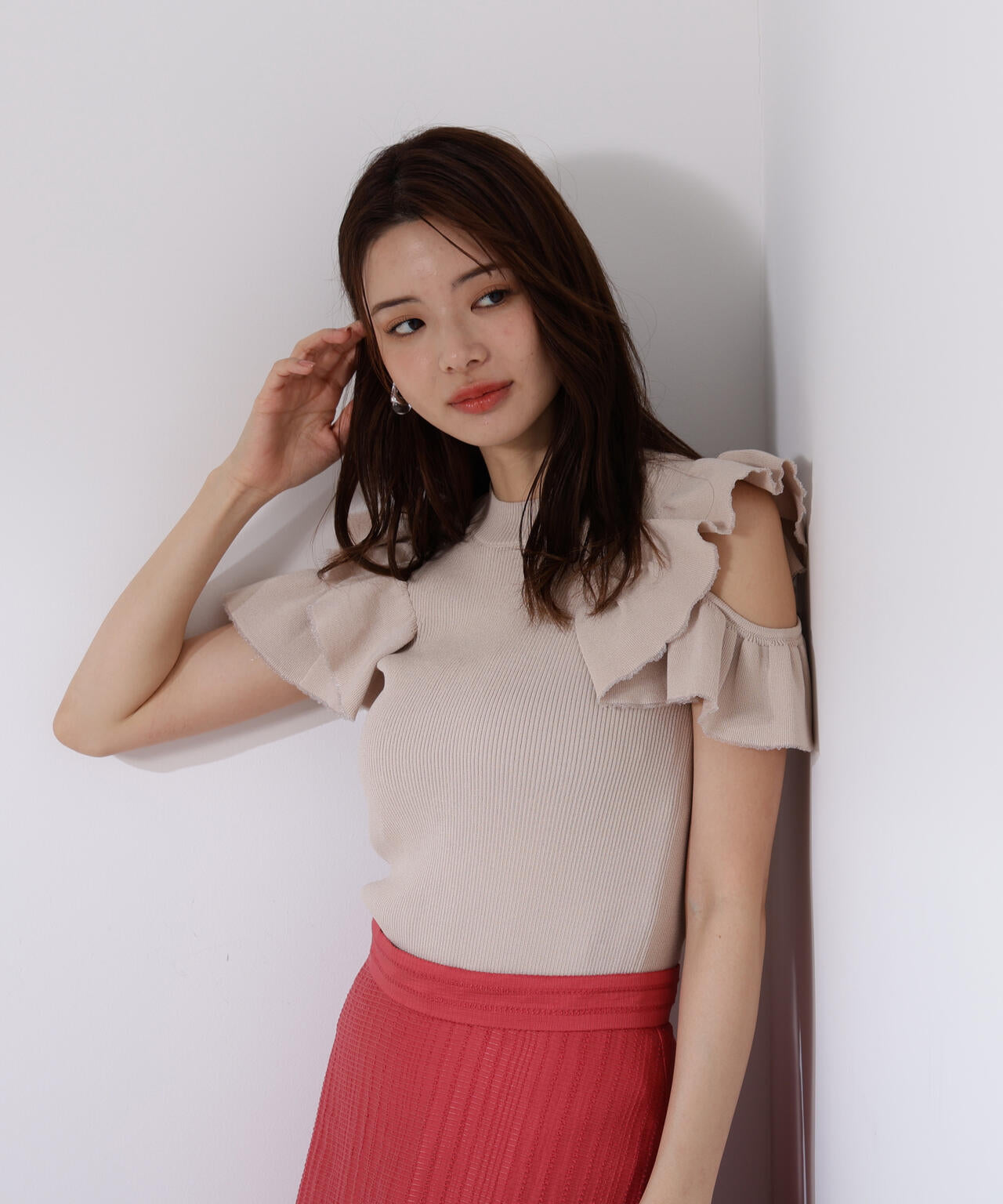 デザインスリーブニット