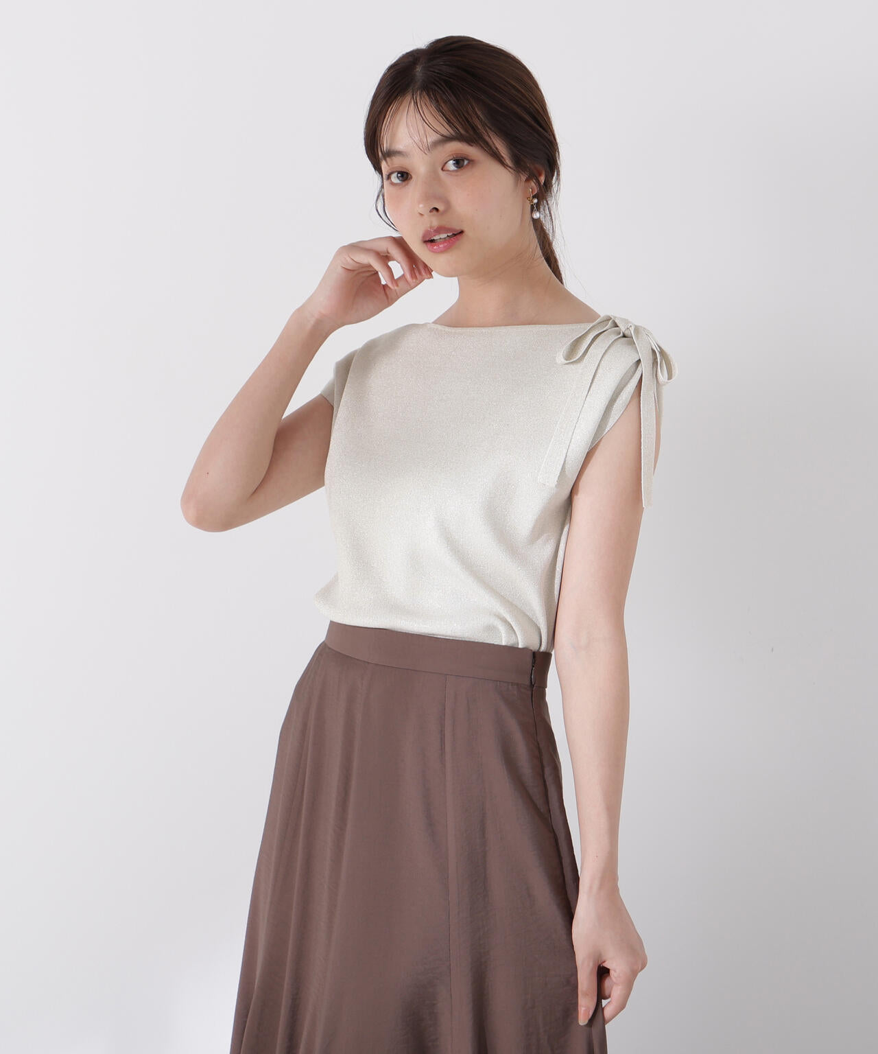 肩リボンアシメニット