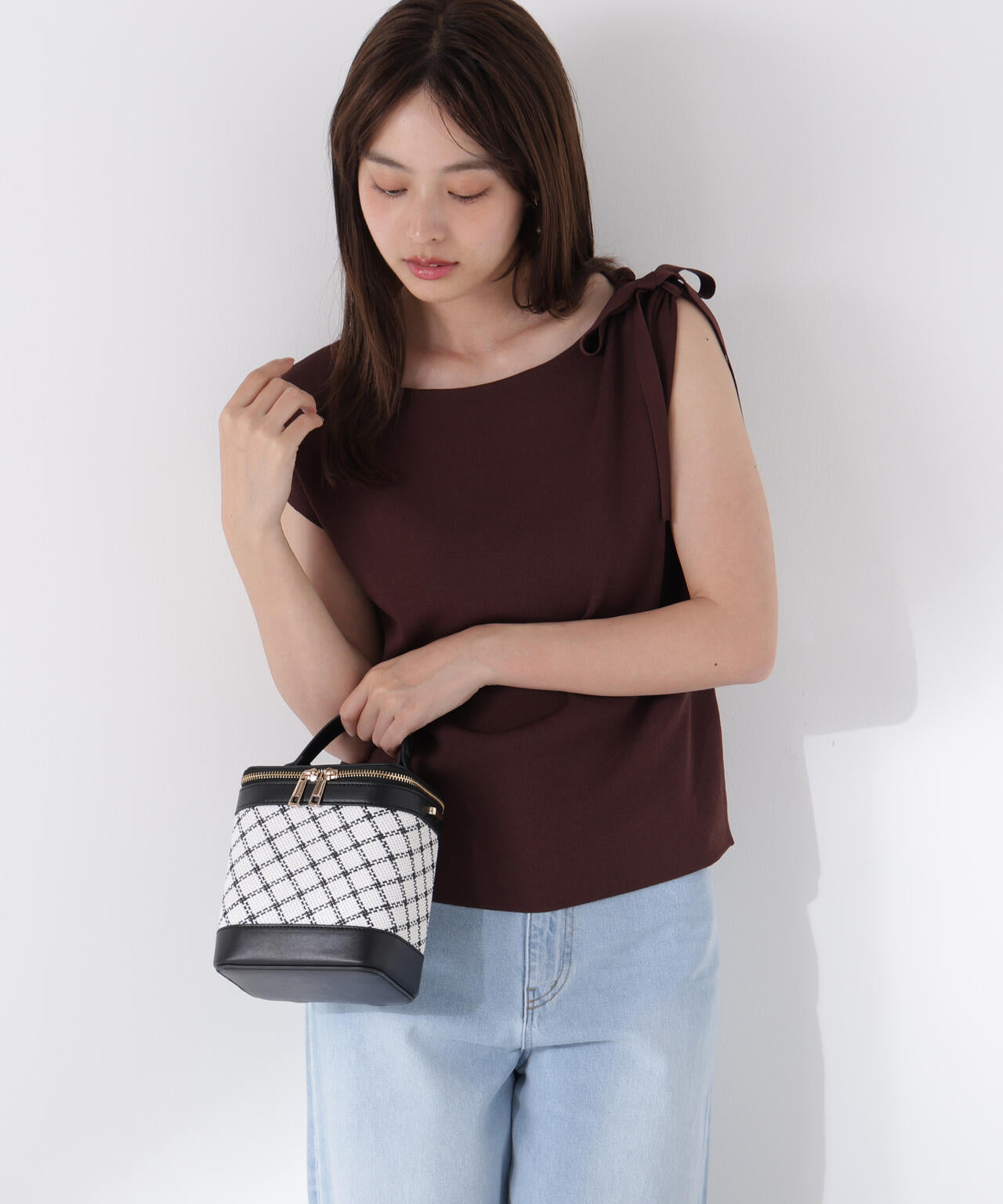 肩リボンアシメニット