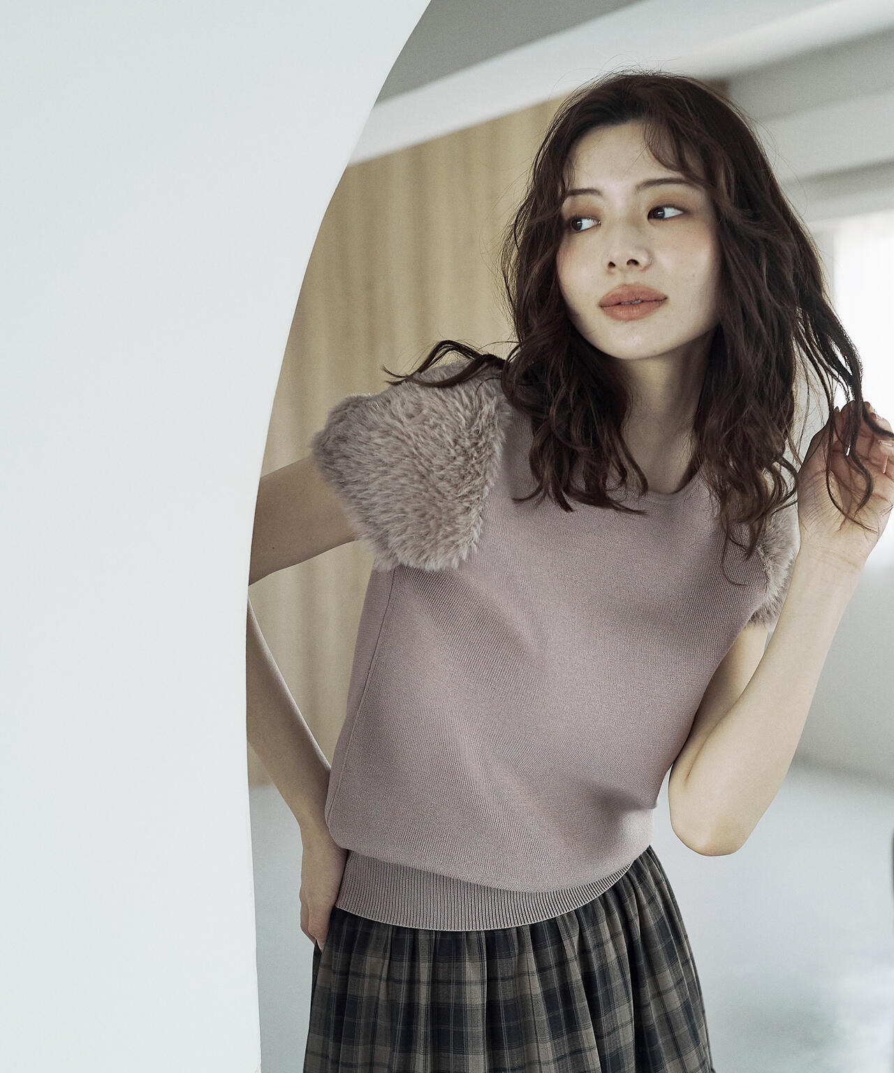 ＜ハンドウォッシャブル＞ドッキングスリーブニット