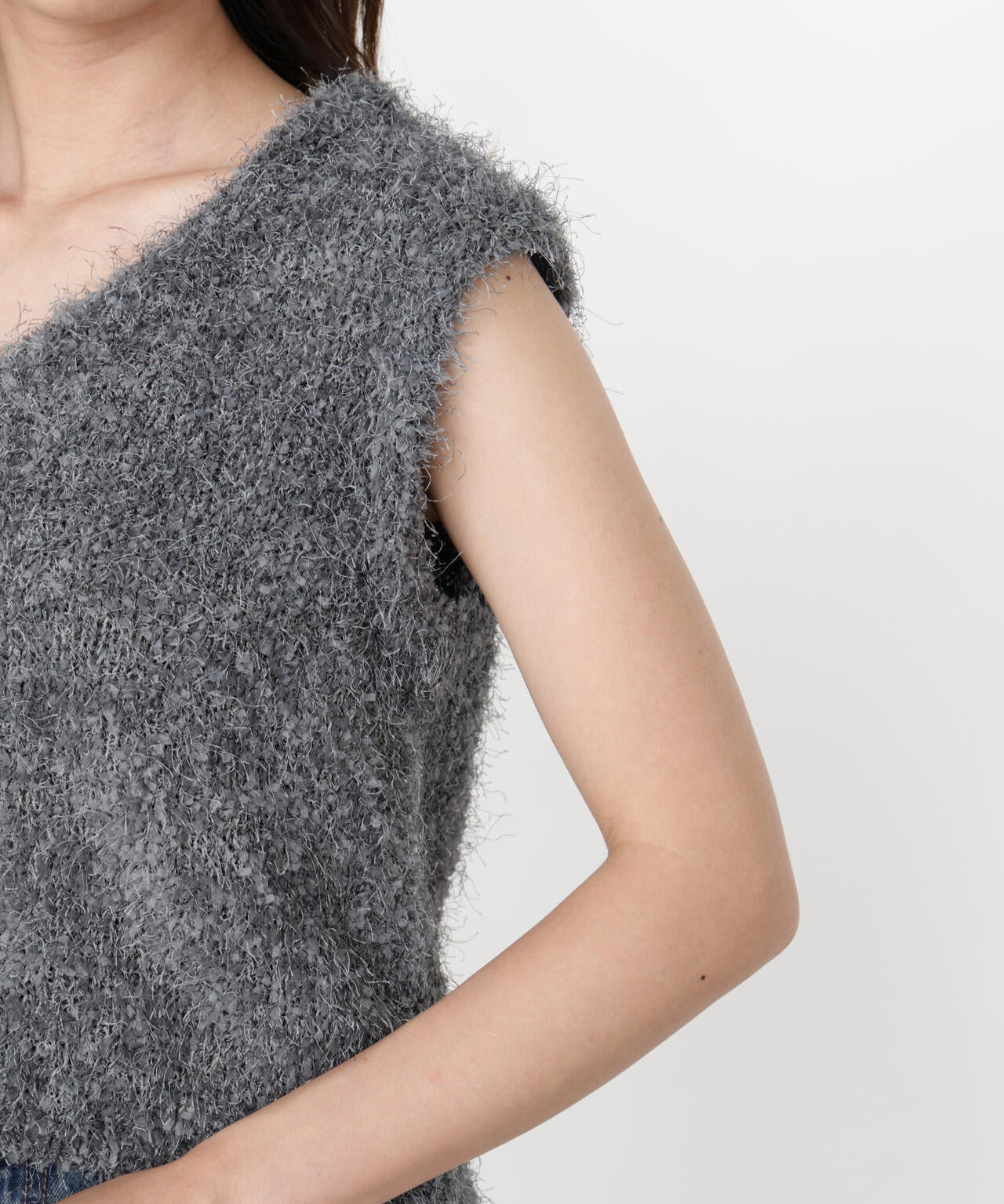 ＜ハンドウォッシャブル＞フェザーノースリニット