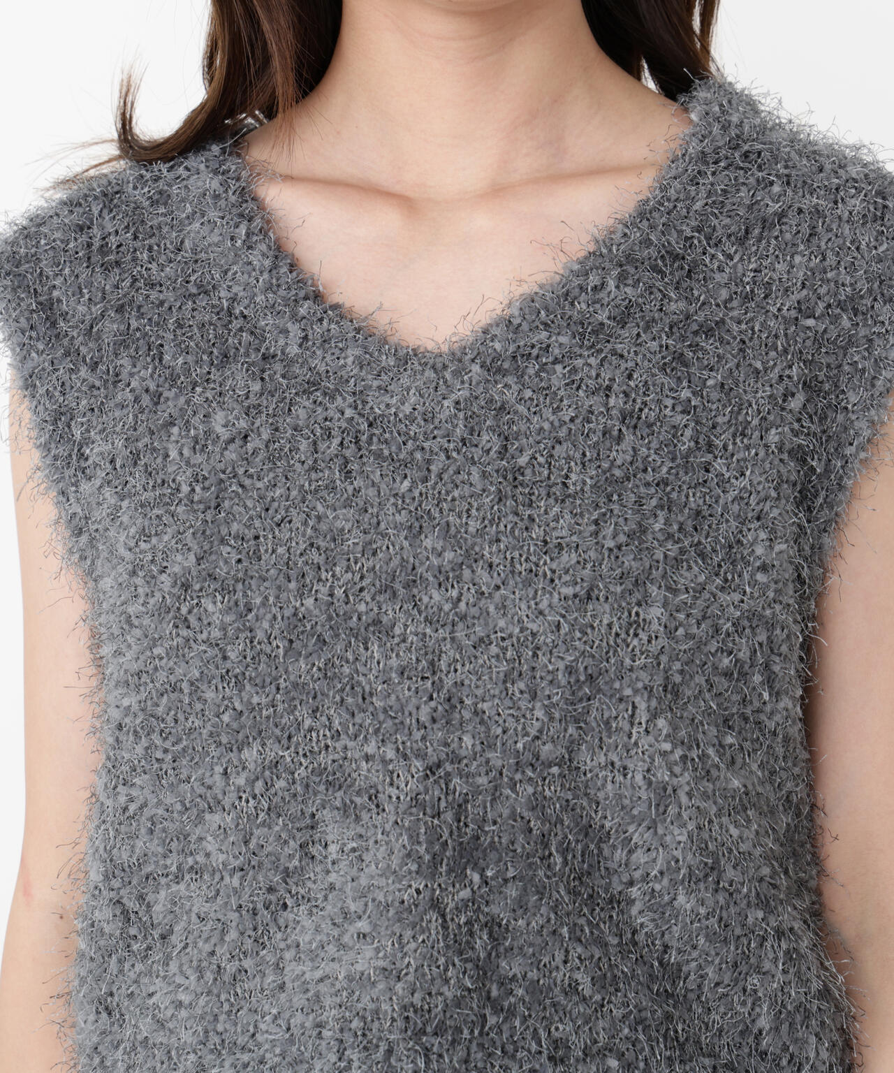 ＜ハンドウォッシャブル＞フェザーノースリニット