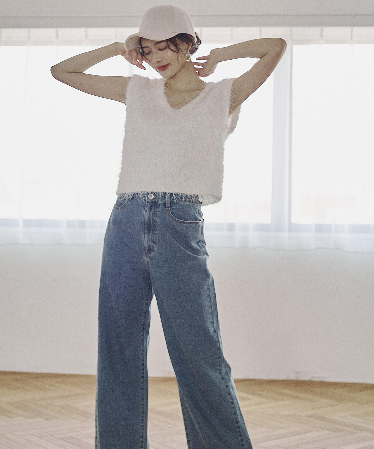 ＜ハンドウォッシャブル＞フェザーノースリニット