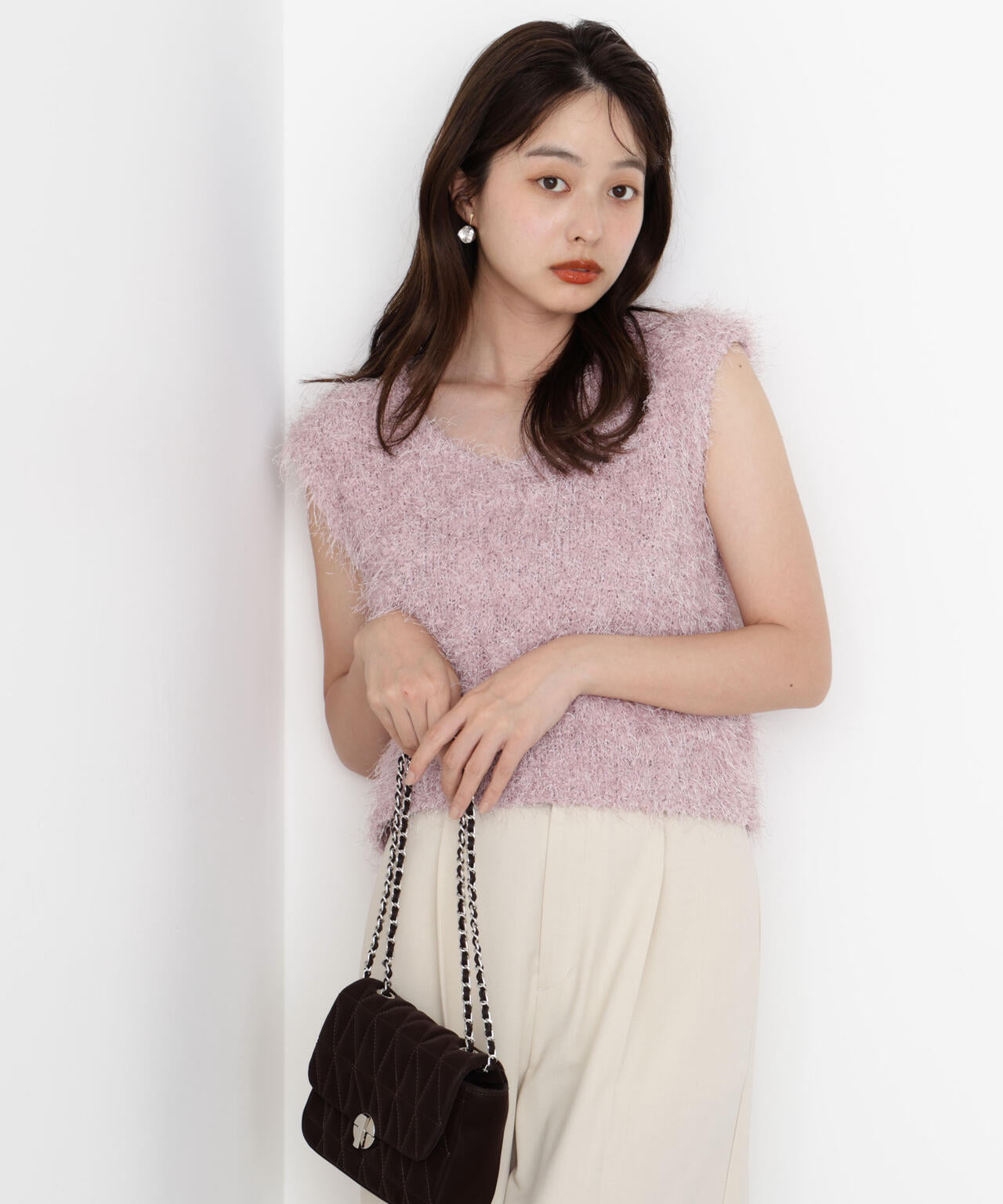 ＜ハンドウォッシャブル＞フェザーノースリニット