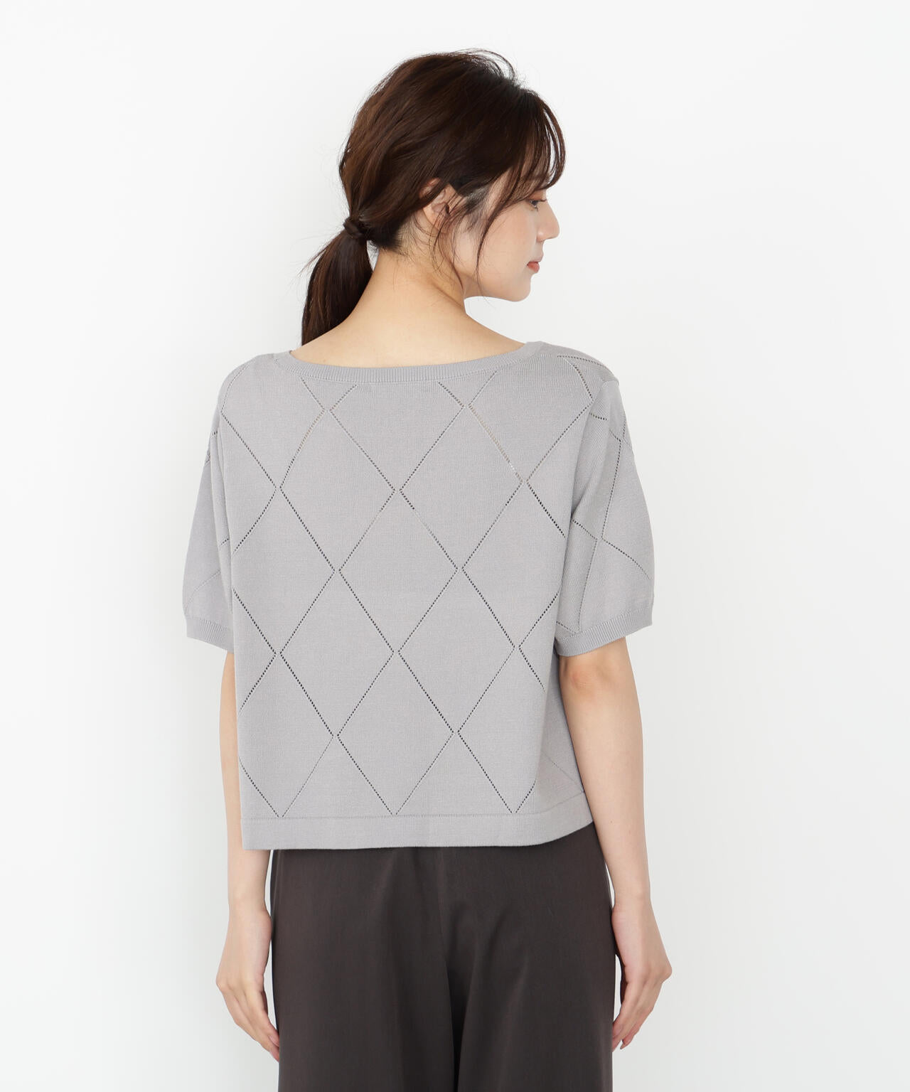 ＜ハンドウォッシャブル＞ダイヤ柄半袖ニット
