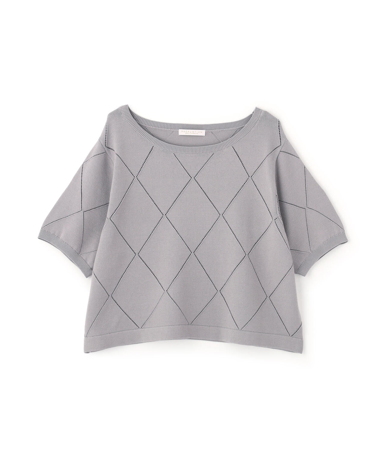＜ハンドウォッシャブル＞ダイヤ柄半袖ニット