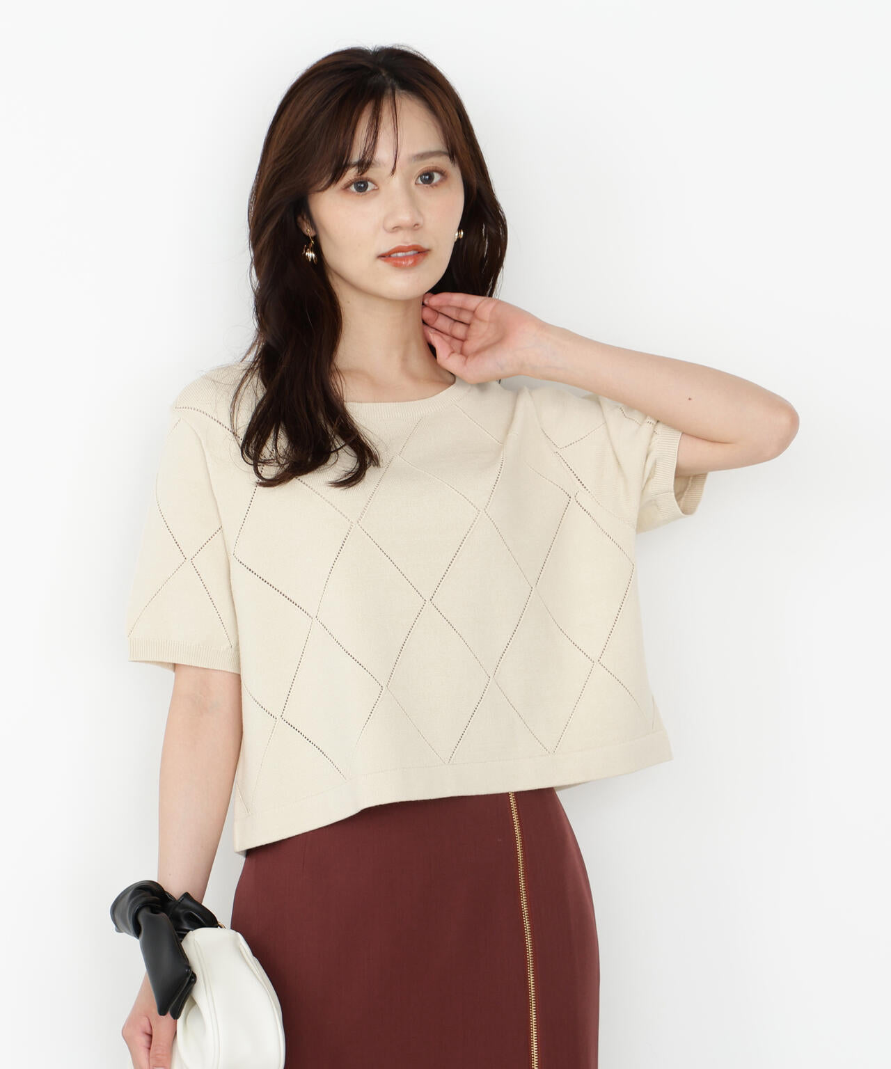 半袖ニット　春夏モデル　Black＆White 半袖ニット 春夏モデル Black＆White