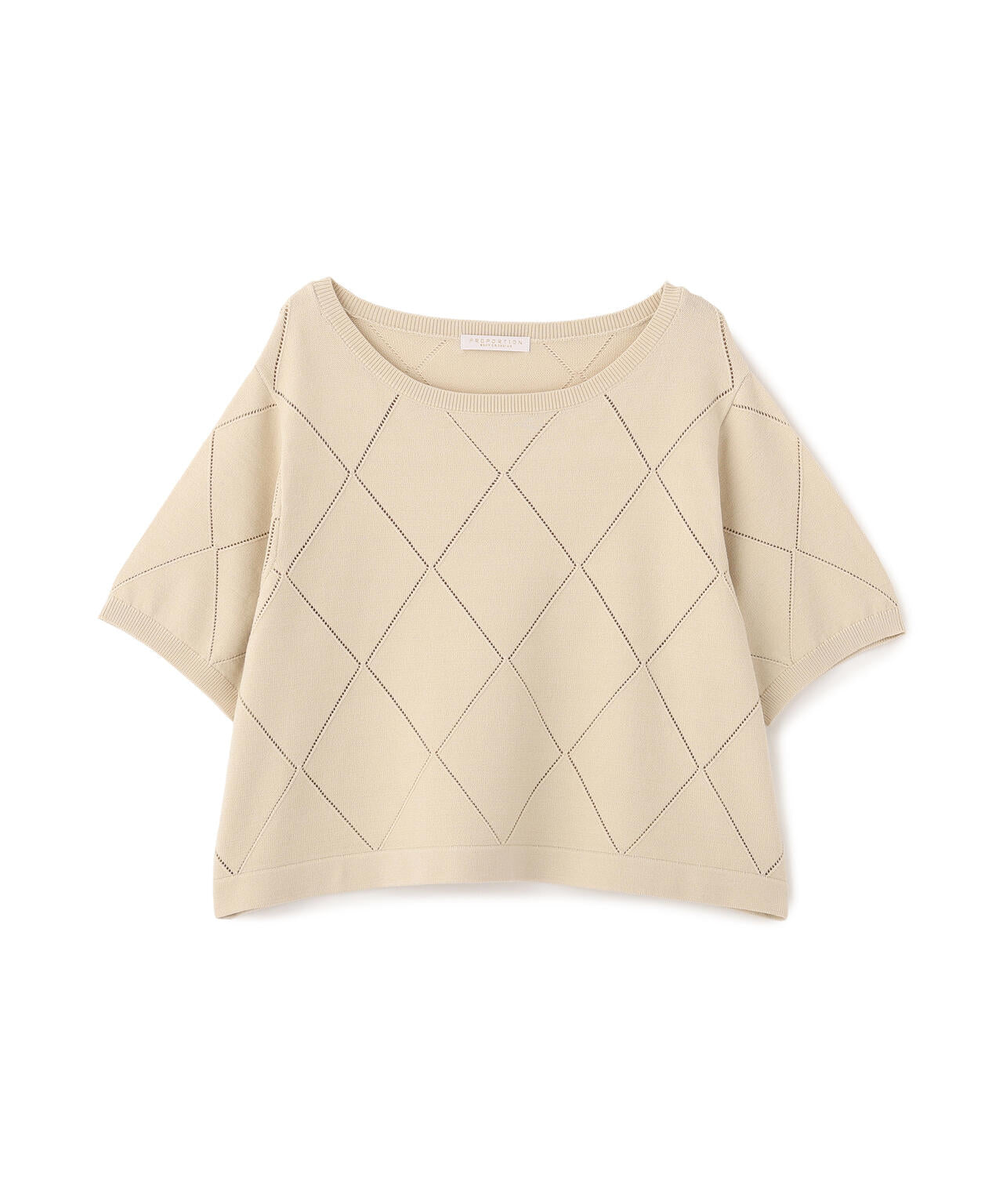 ＜ハンドウォッシャブル＞ダイヤ柄半袖ニット