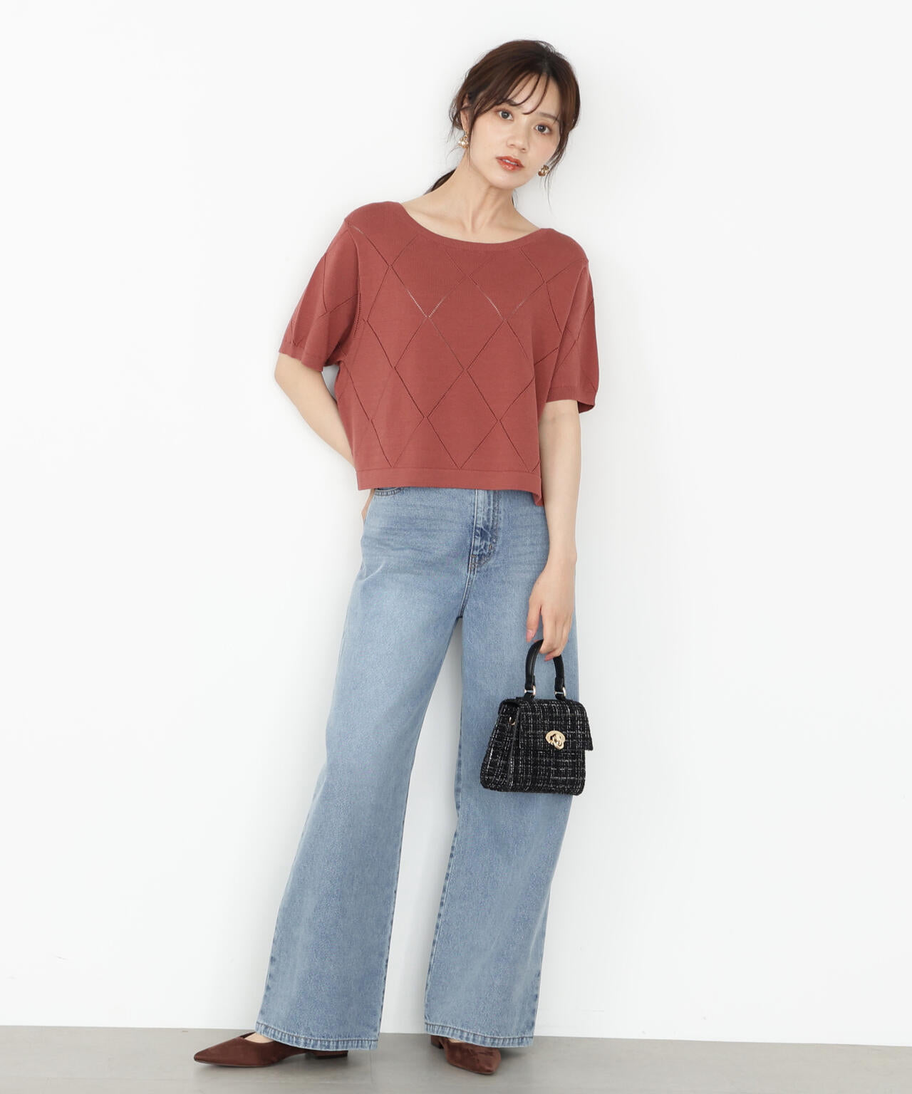 user_242dea43 20471120 ニット半袖 透かし編み半袖ニット(ニット・セーター) | GIANNI LO GIUDICE