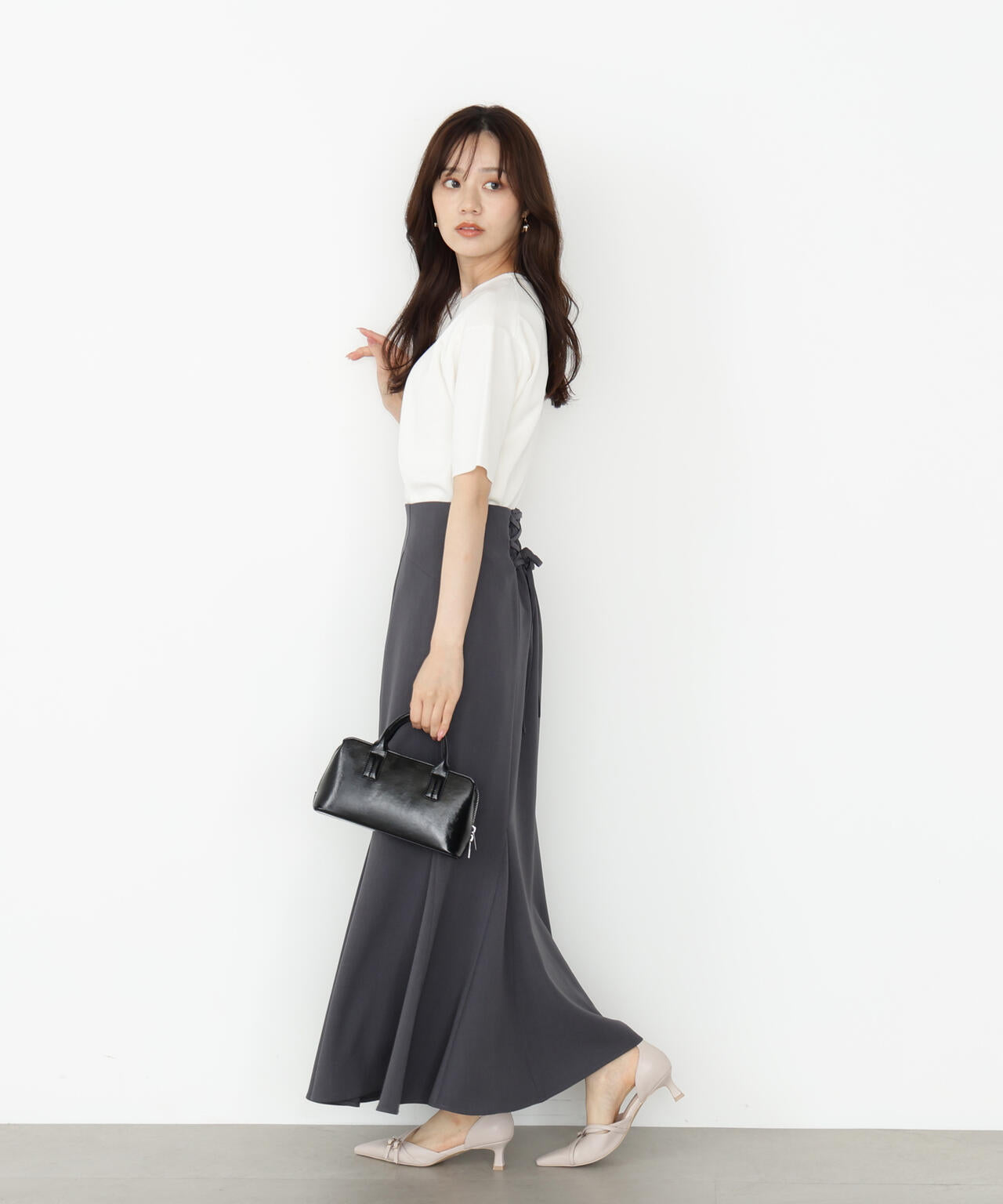 【松川星さん着用】＜ハンドウォッシャブル＞ハーフスリーブニットプルオーバー