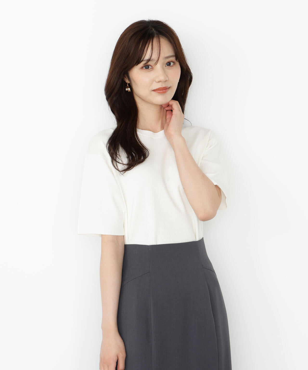 松川星さん着用】＜ハンドウォッシャブル＞ハーフスリーブニット