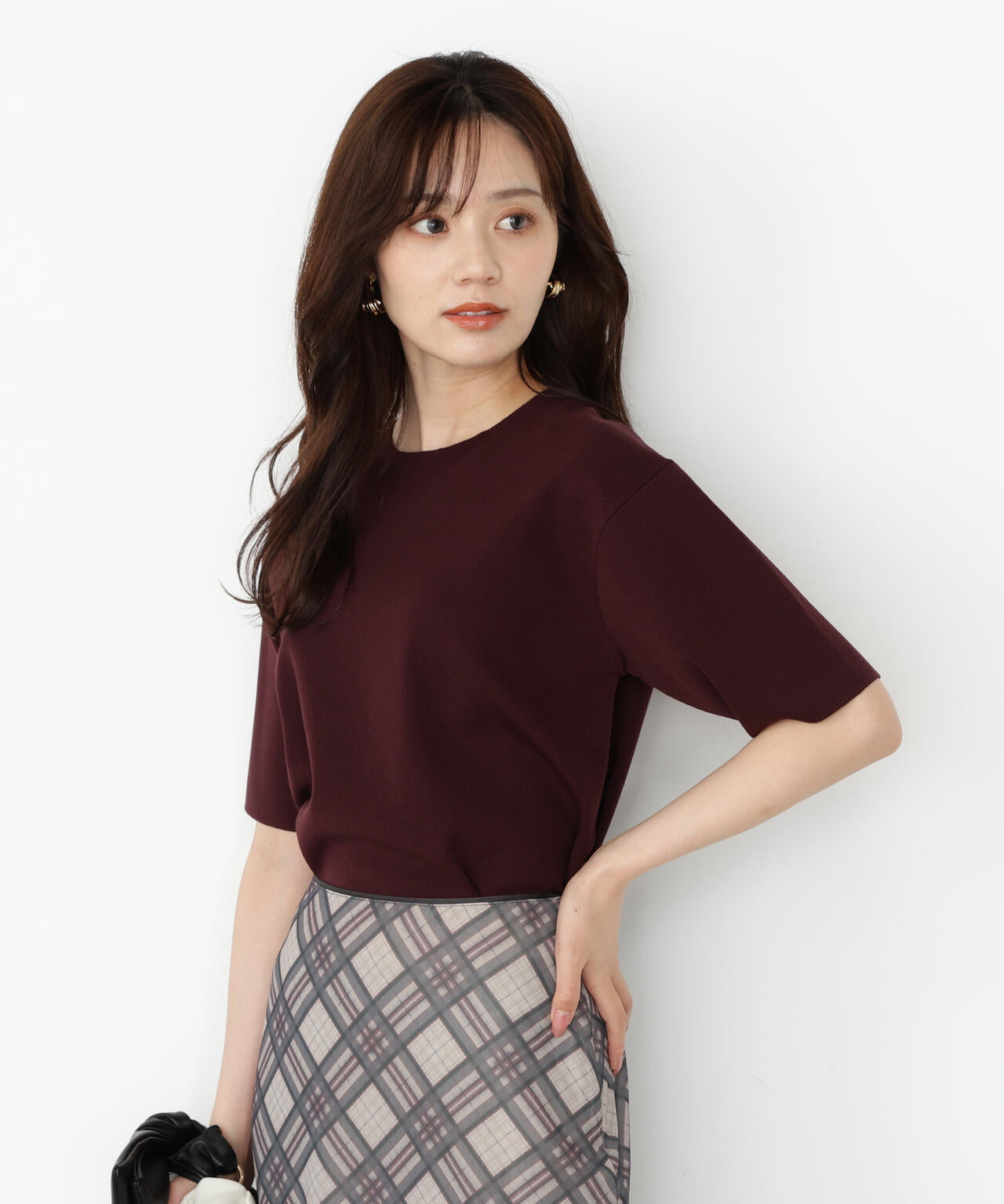 【松川星さん着用】＜ハンドウォッシャブル＞ハーフスリーブニットプルオーバー