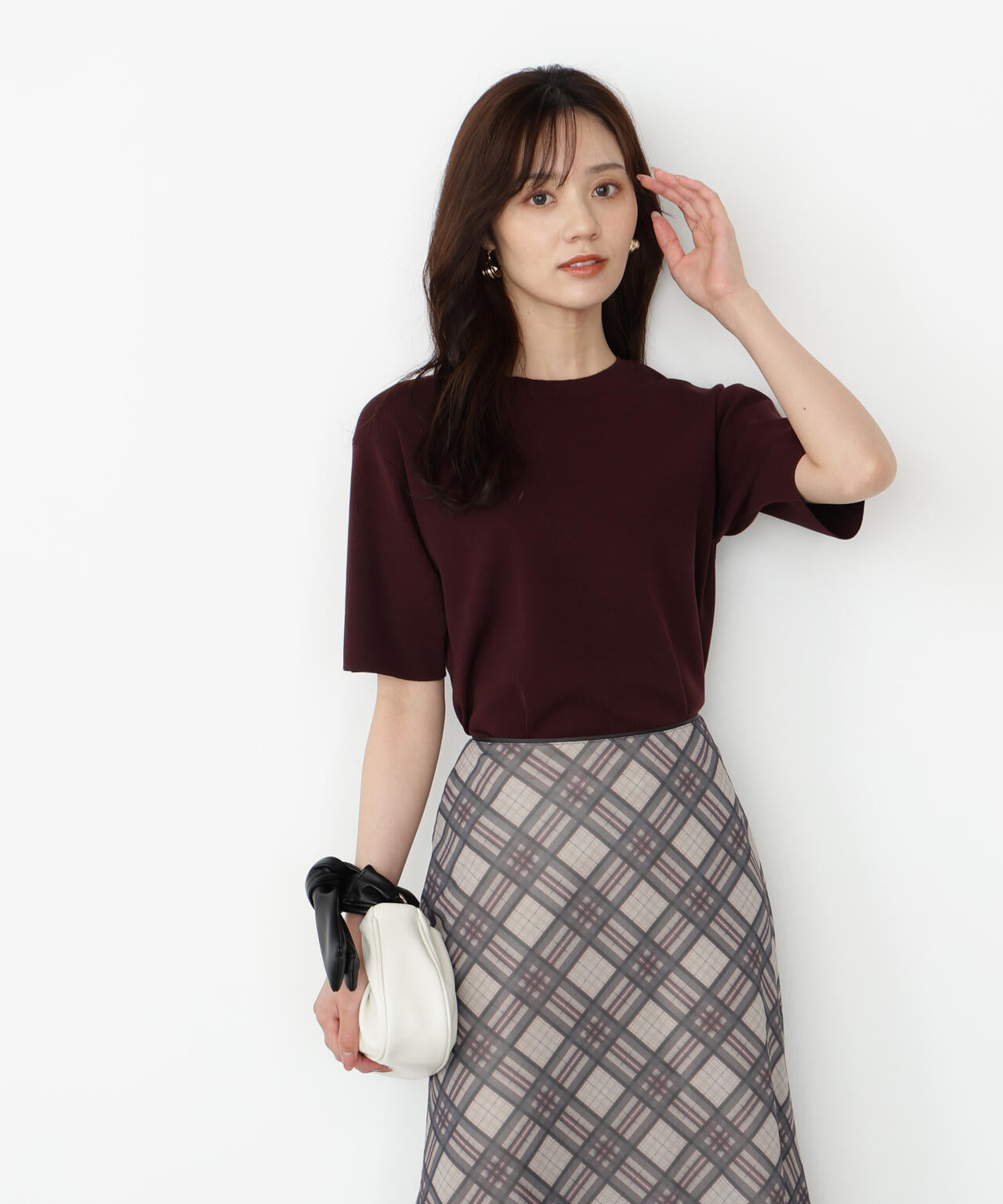 【松川星さん着用】＜ハンドウォッシャブル＞ハーフスリーブニットプルオーバー