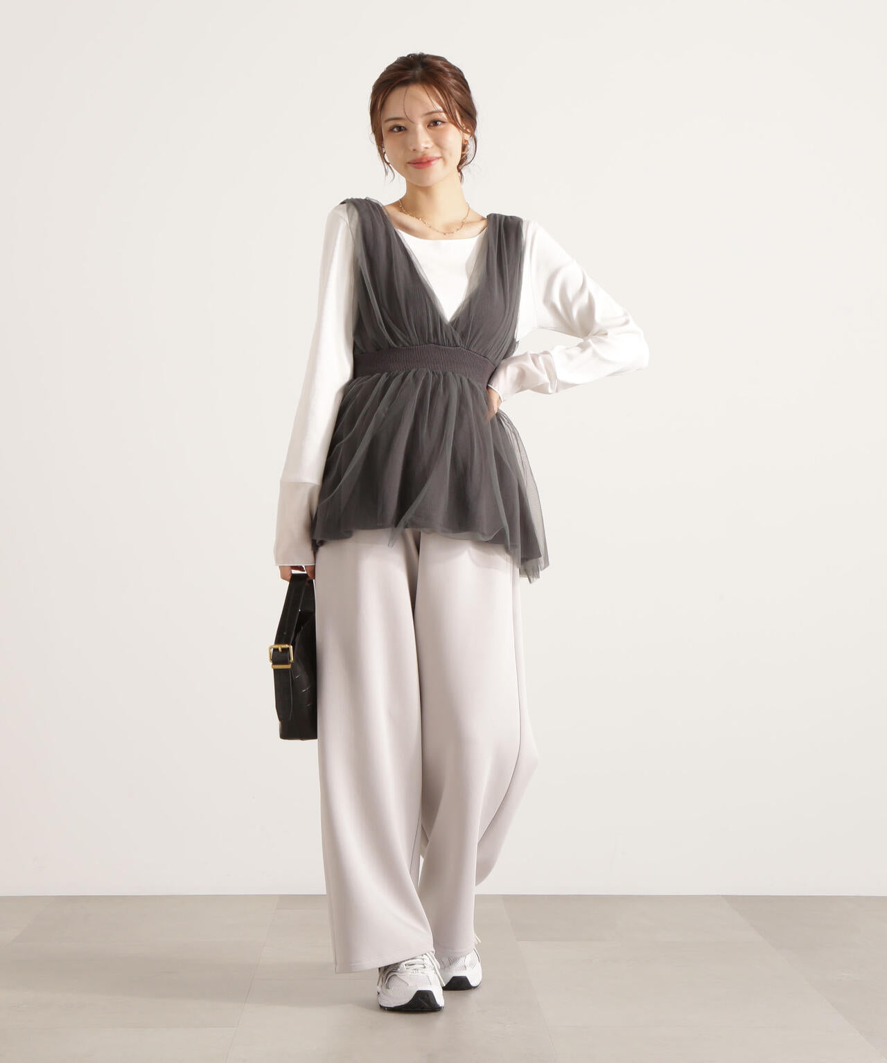 チュールドッキングニットジレ