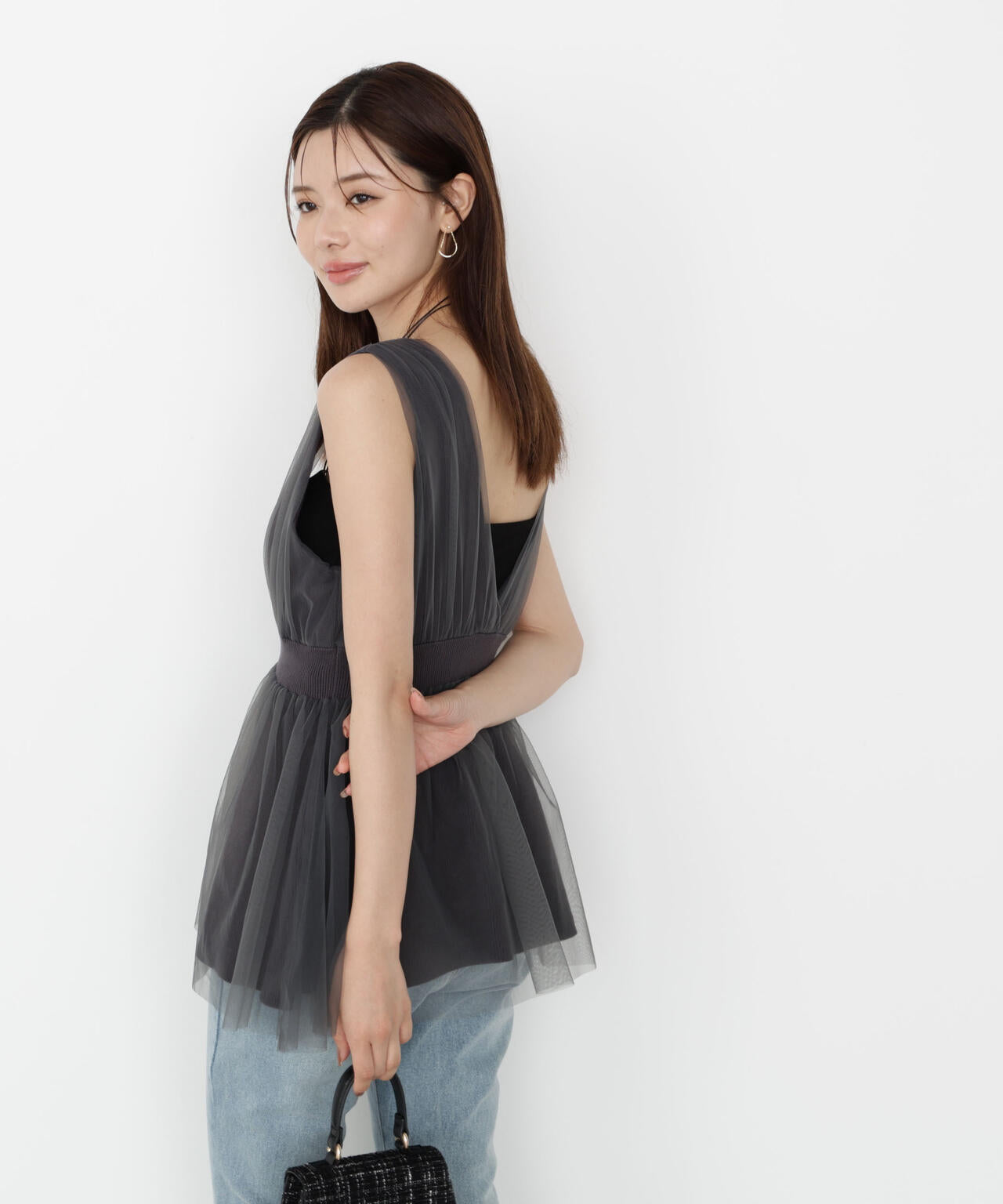 チュールドッキングニットジレ