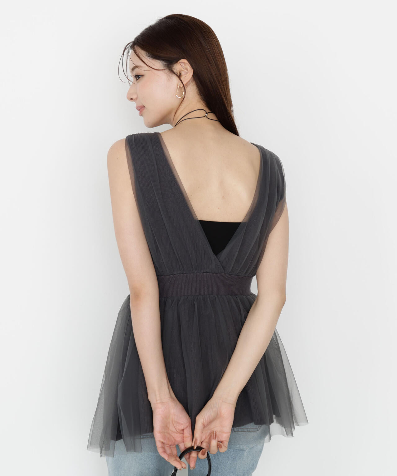 チュールドッキングニットジレ