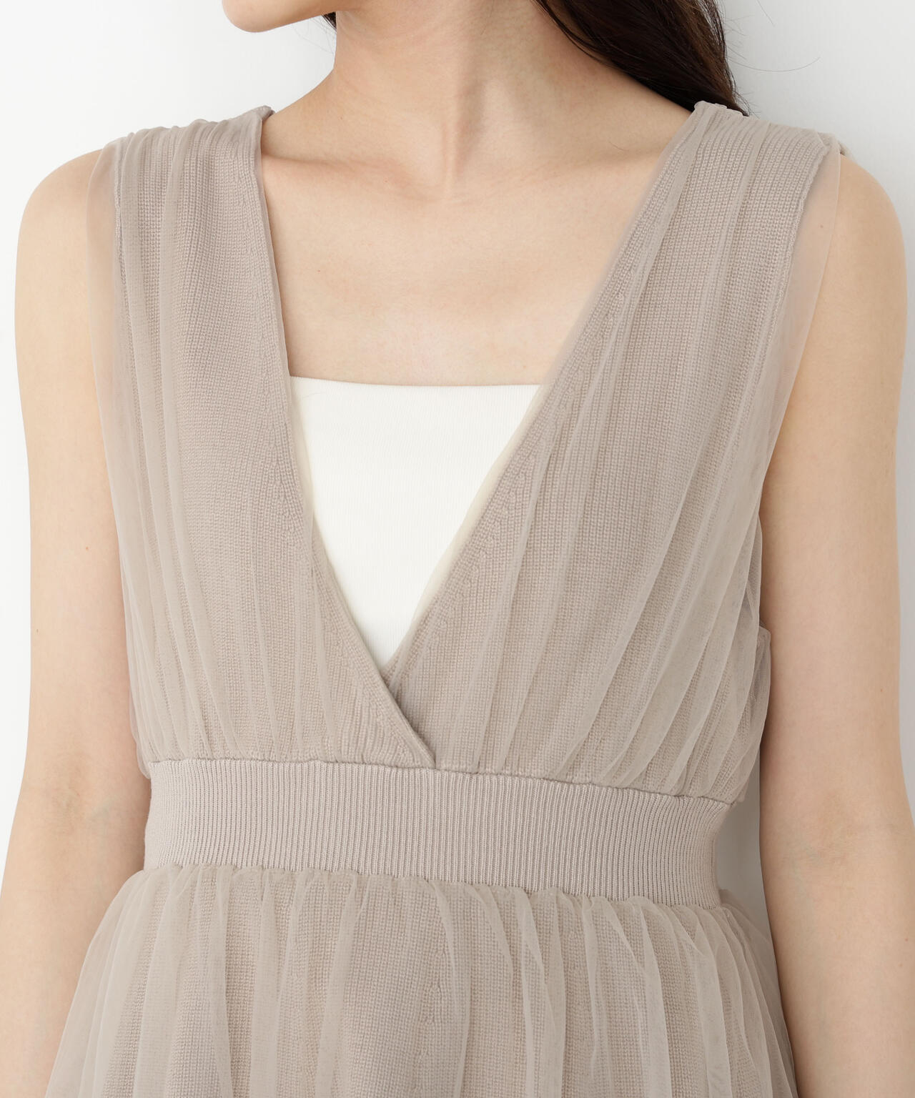 チュールドッキングニットジレ