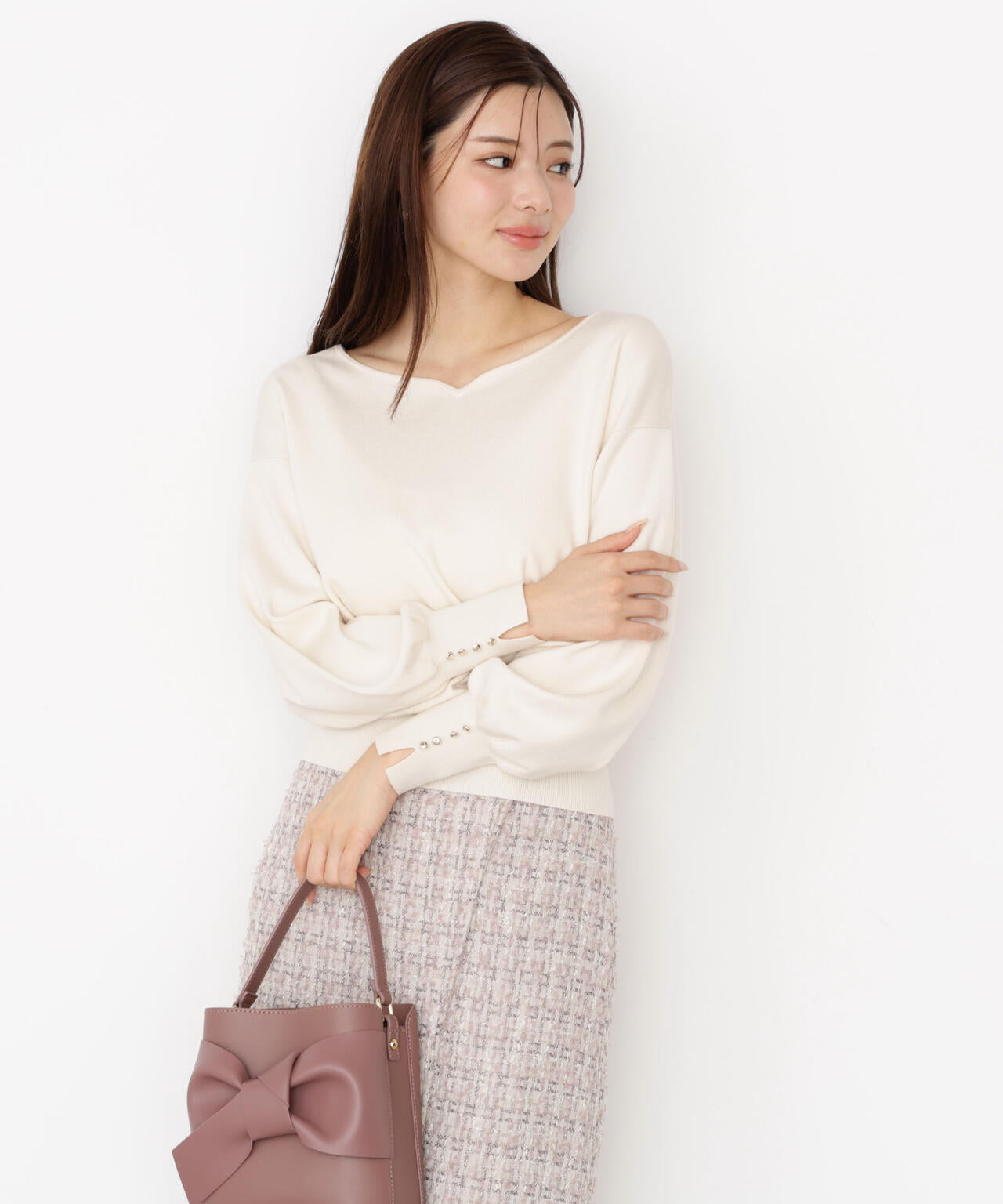 ＜ハンドウォッシャブル＞ハートカット総針ニット