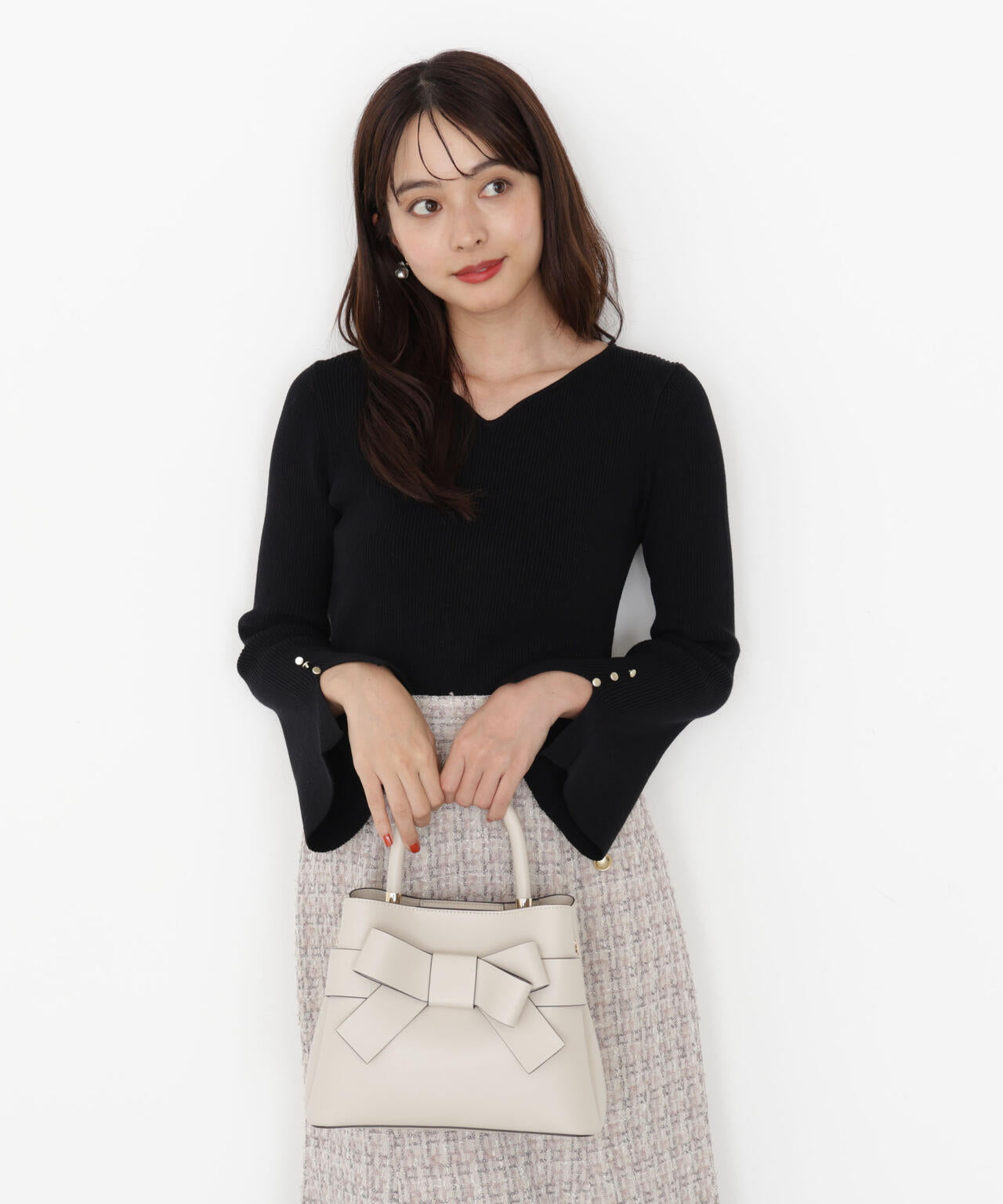 【松川星さん着用】＜ハンドウォッシャブル＞ハートカットリブニット