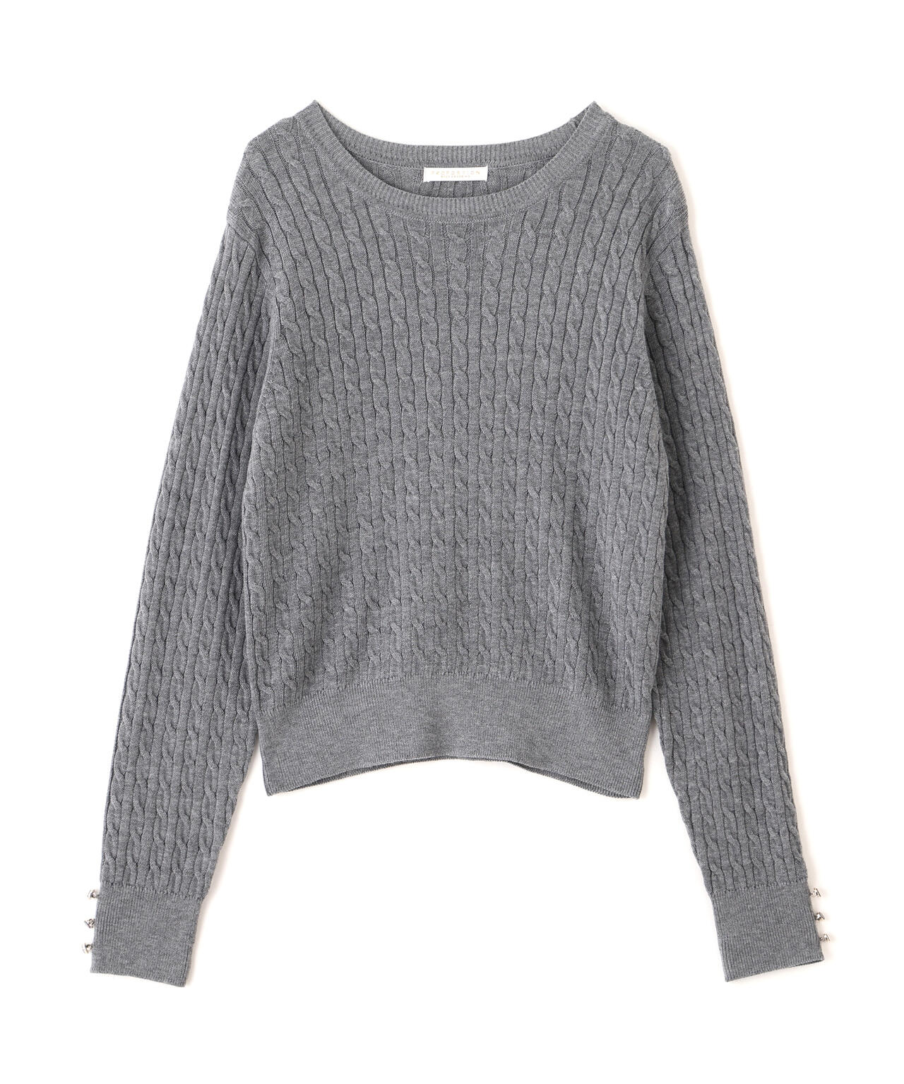 ＜ハンドウォッシャブル＞袖釦ミニケーブルニット