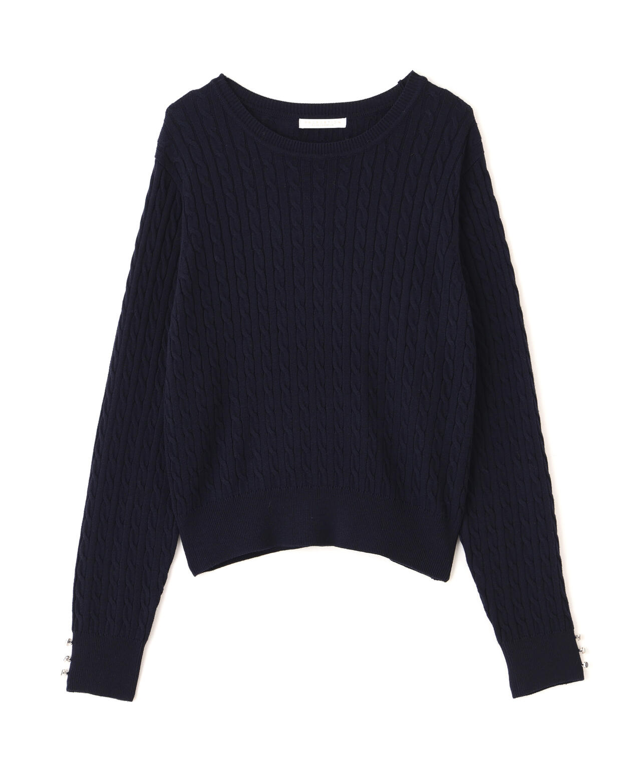 ＜ハンドウォッシャブル＞袖釦ミニケーブルニット