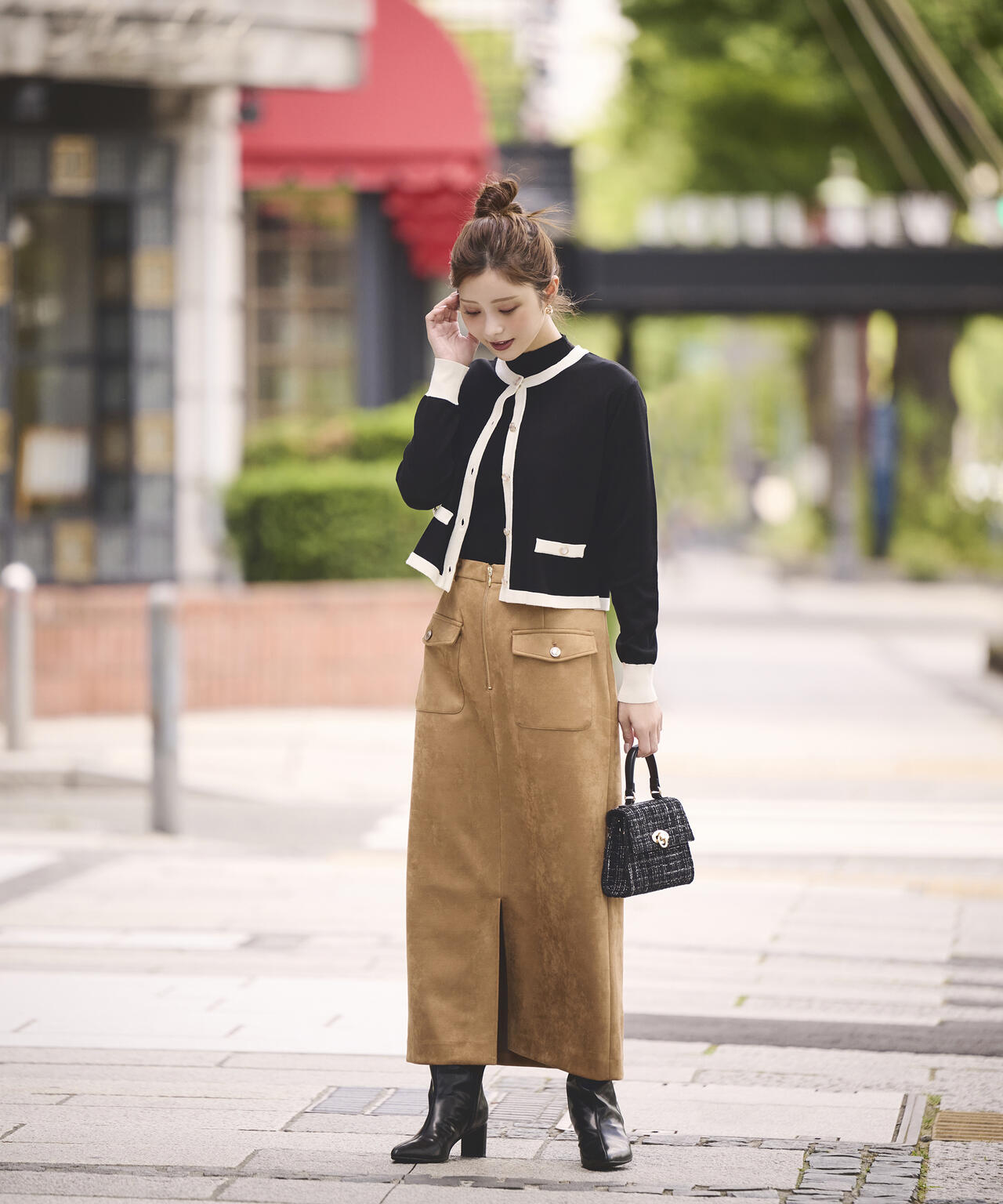 【松川星さん着用】＜ハンドウォッシャブル＞ニュアンス釦ニットアンサンブル