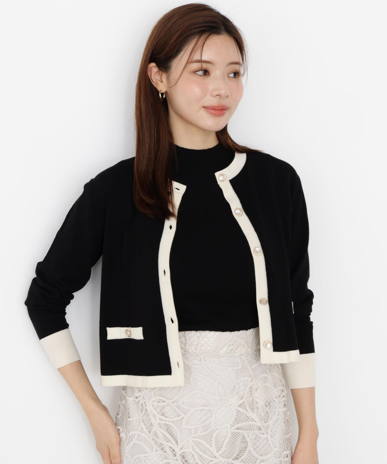 松川星さん着用】＜ハンドウォッシャブル＞ニュアンス釦ニット