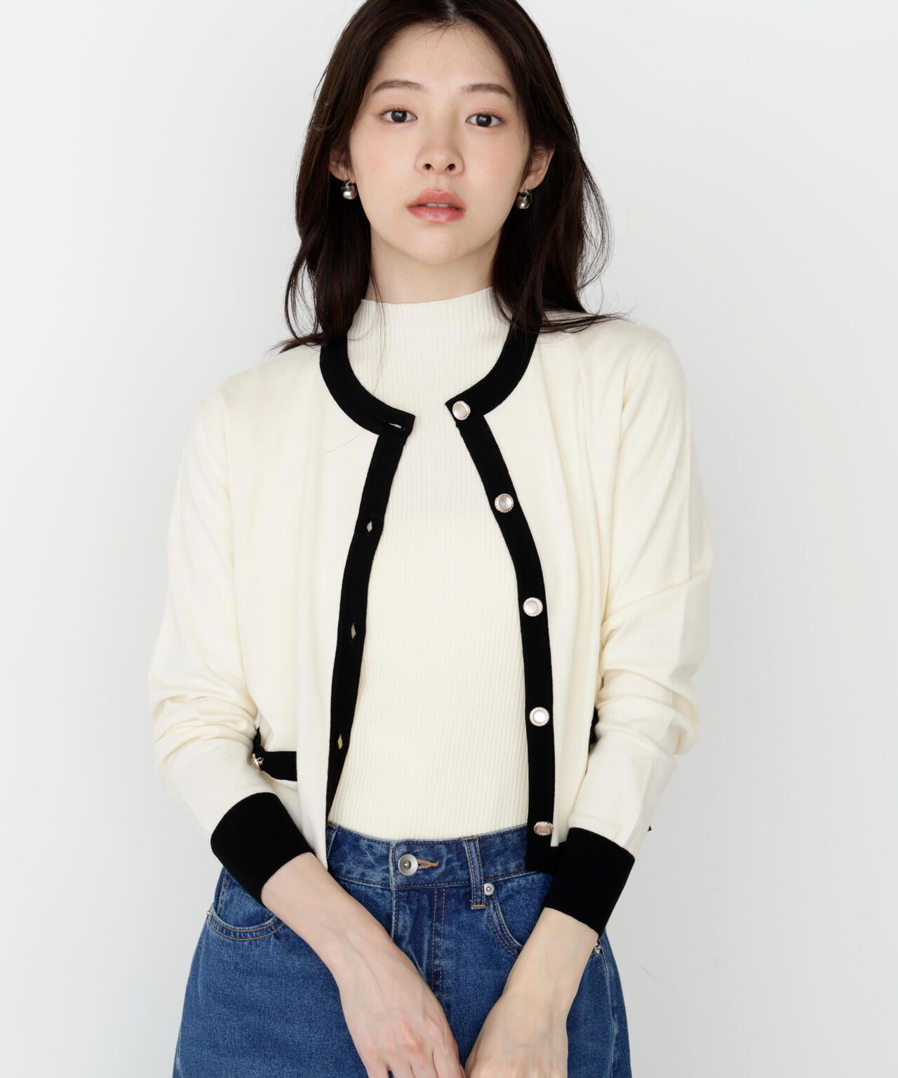 アメリカ製 Sergio Valente セルジオヴァレンテ ニット 白×紺 1970s Vintage Sergio Valente Wool Blend Jacket Womens