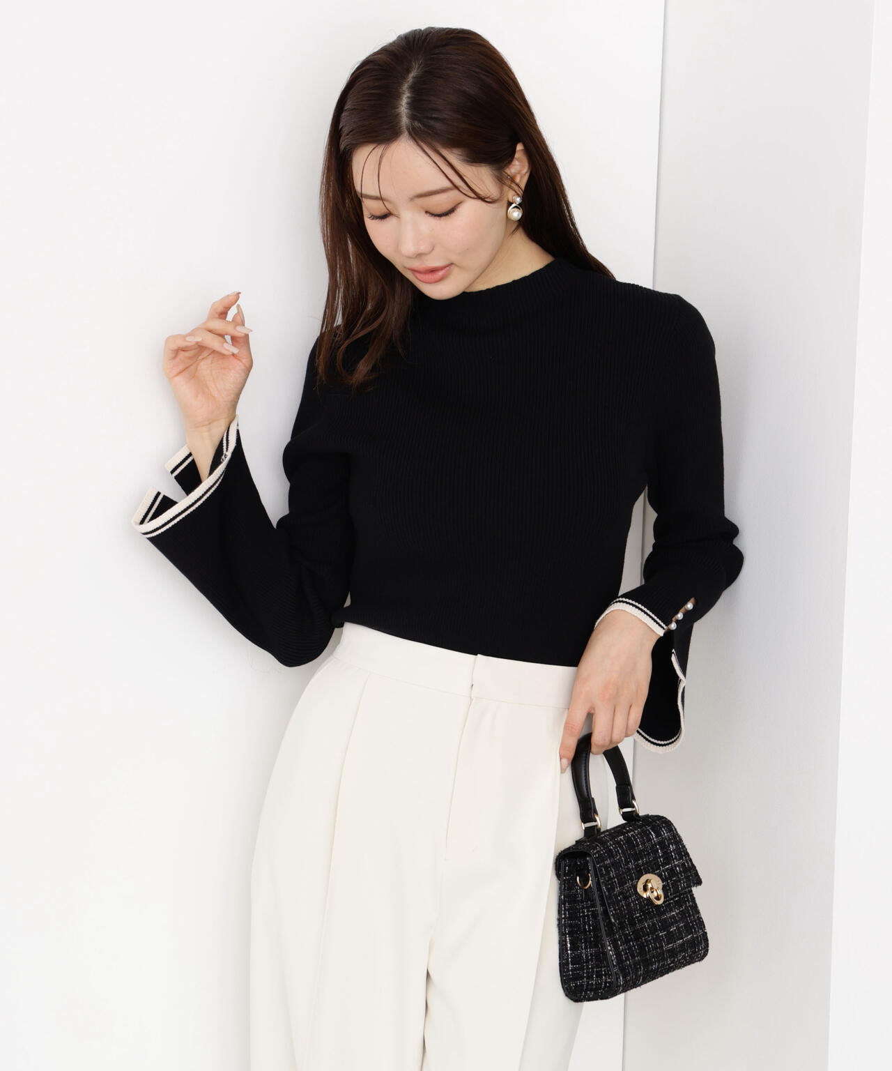 ハンドウォッシャブル＞スタンドネックリブニット | PROPORTION