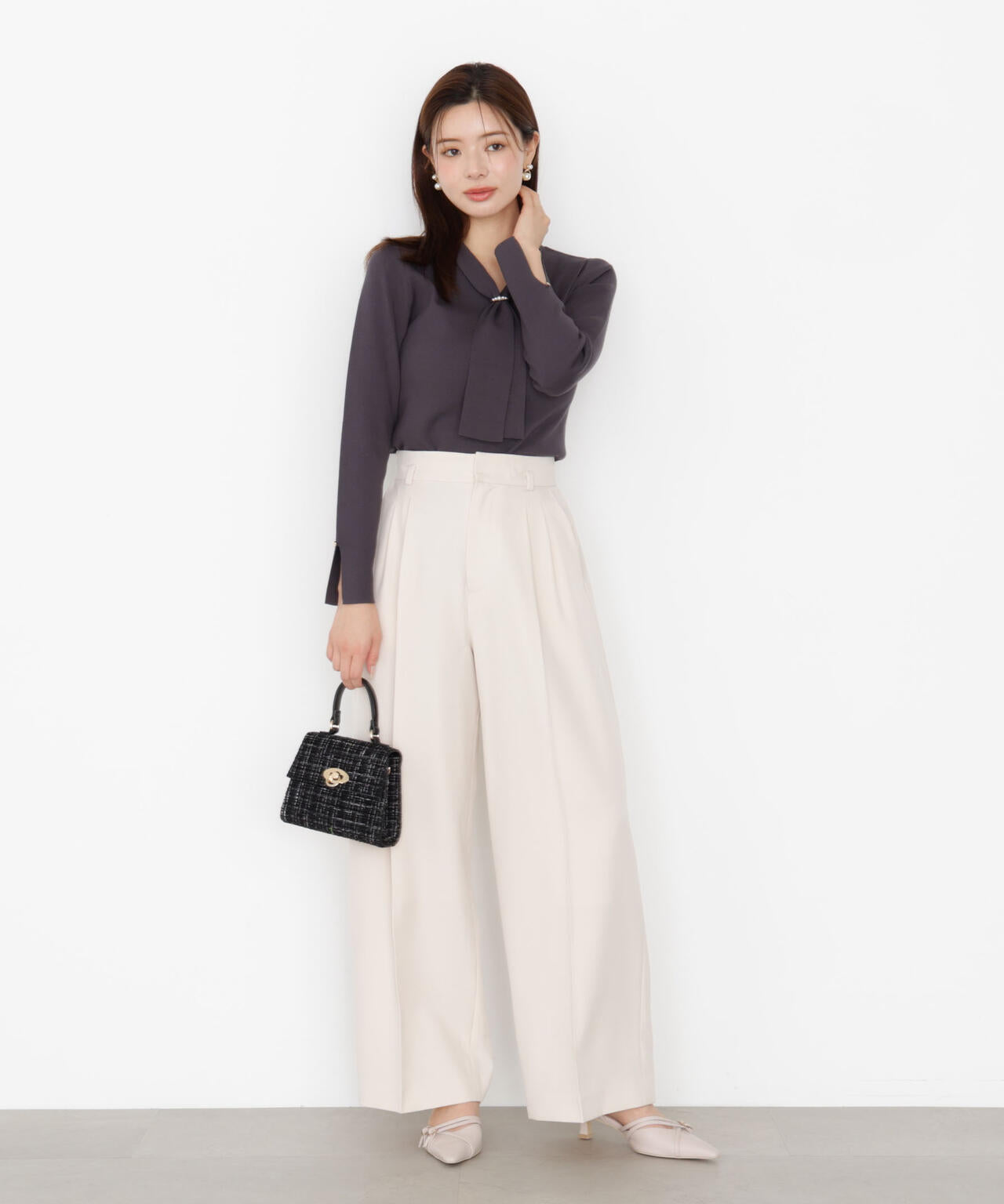 パールリングボウタイニット