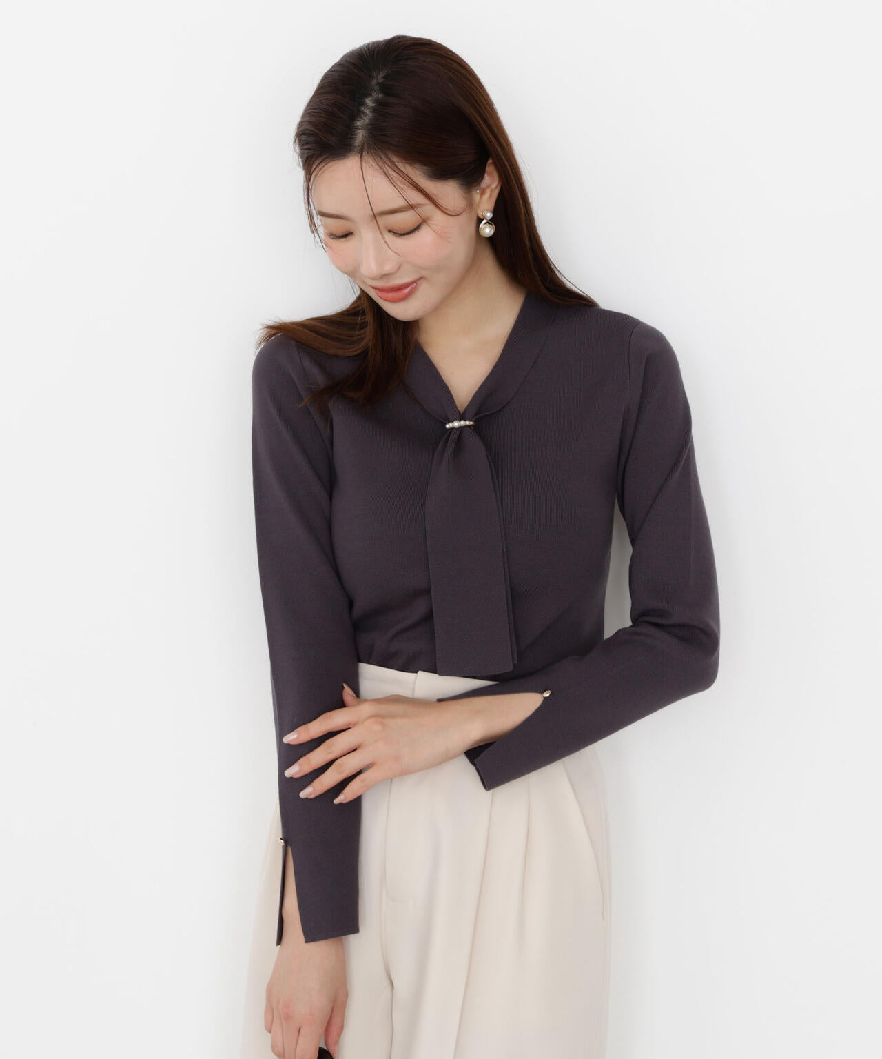 パールリングボウタイニット