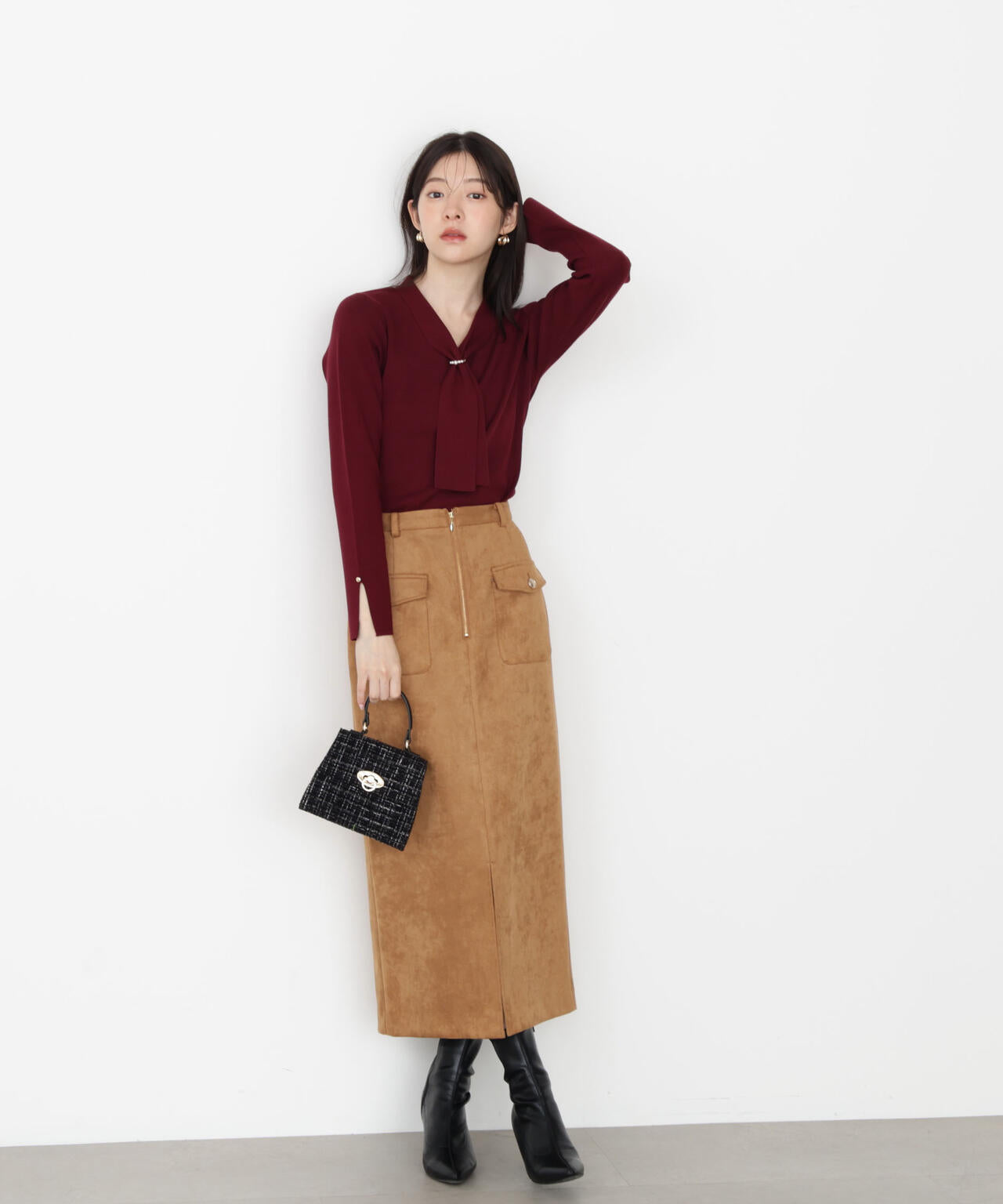 パールリングボウタイニット