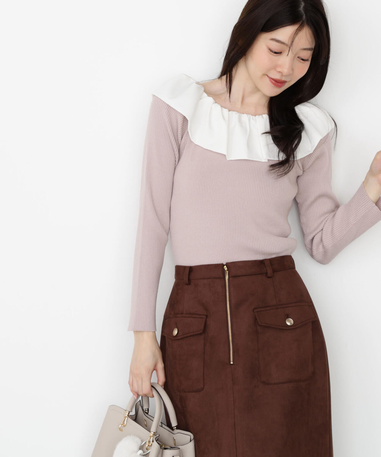 松川星さん着用】フリルオフショル2wayニット | PROPORTION BODY