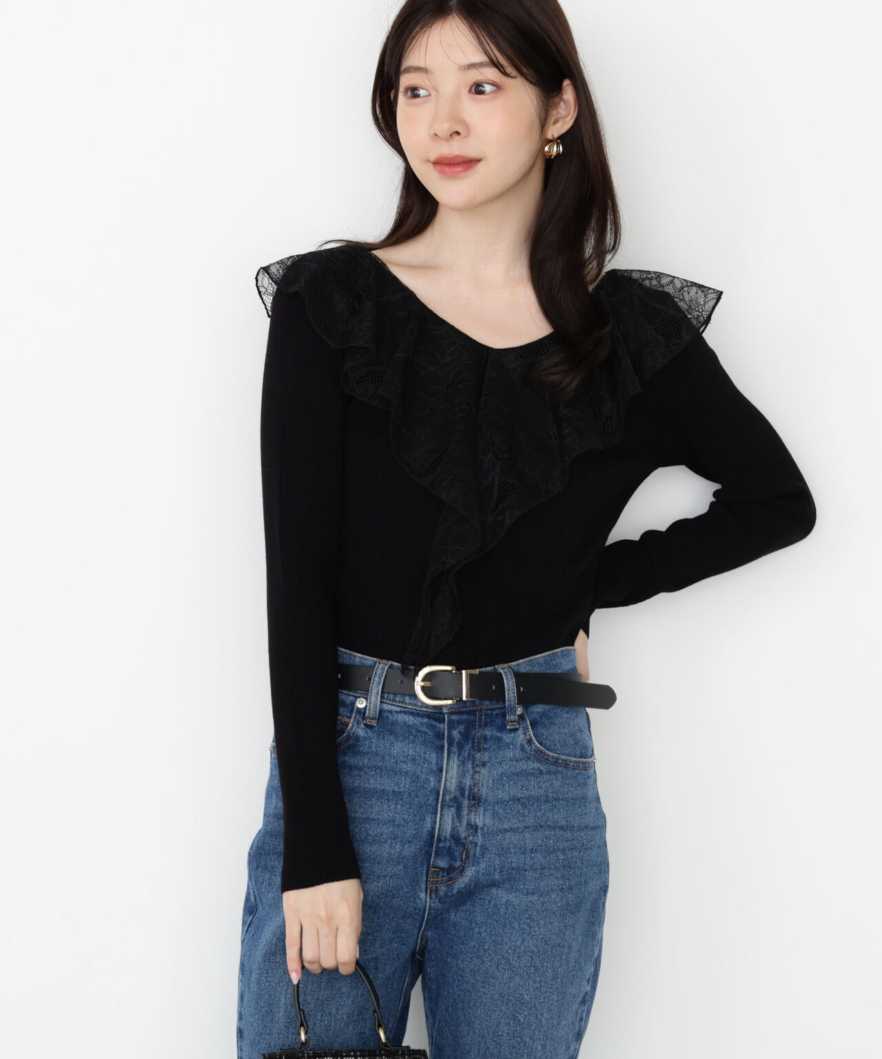 レースフリルニット