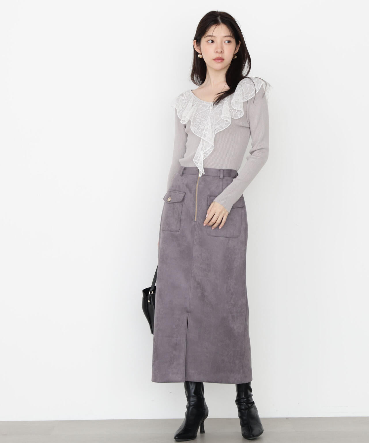 レースフリルニット