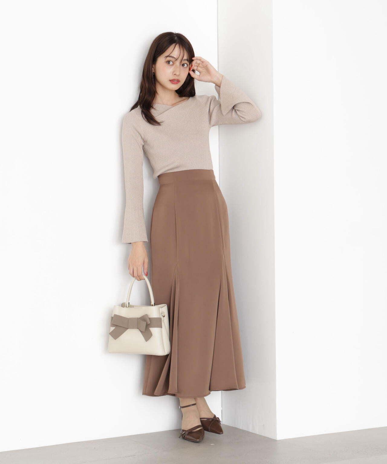 ＜ハンドウォッシャブル＞ニュアンスネックラメリブニット