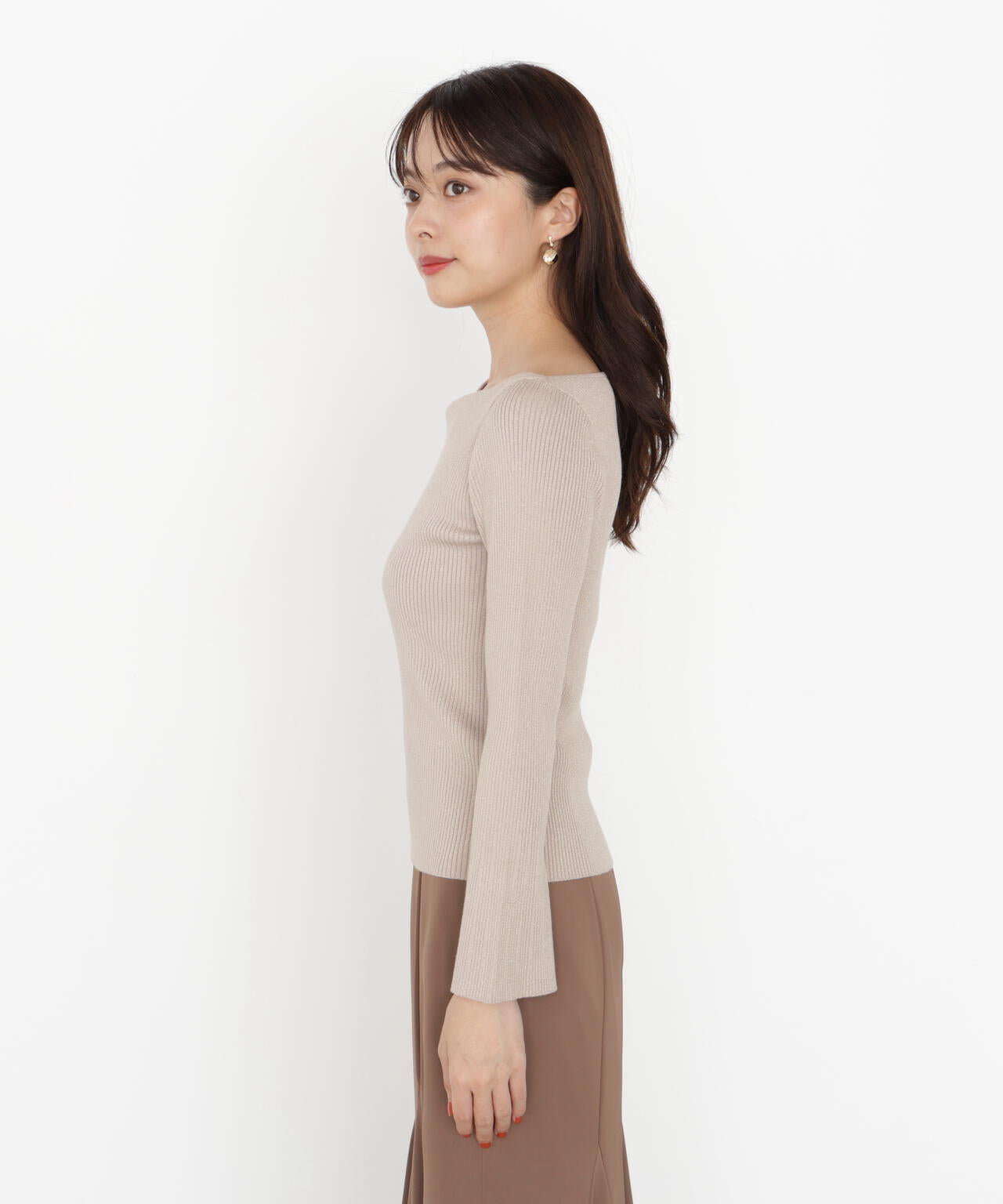 ＜ハンドウォッシャブル＞ニュアンスネックラメリブニット