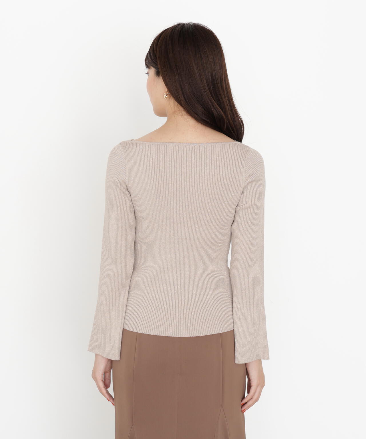 ＜ハンドウォッシャブル＞ニュアンスネックラメリブニット