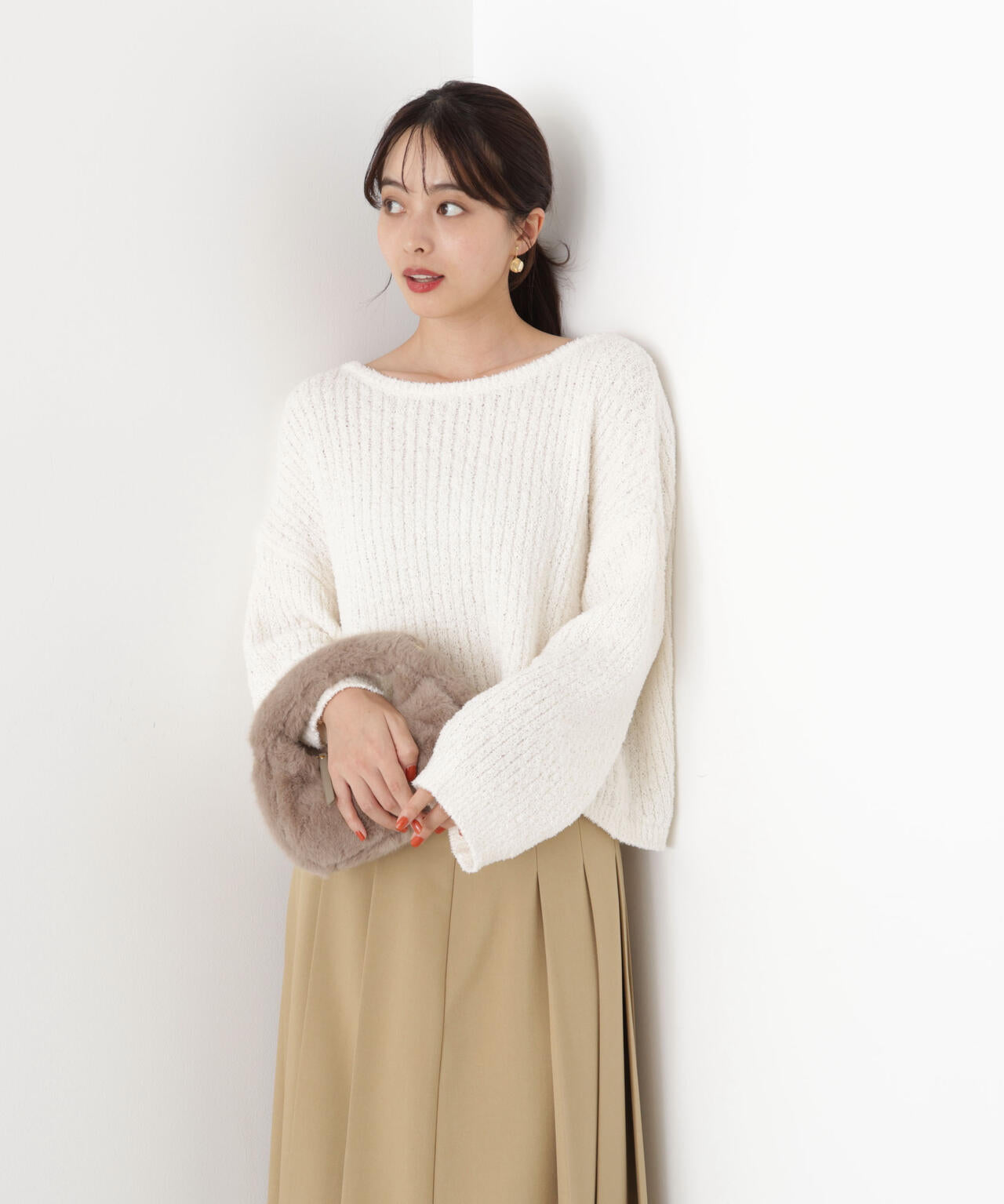 【松川星さん着用】フィルムモール短丈ニット