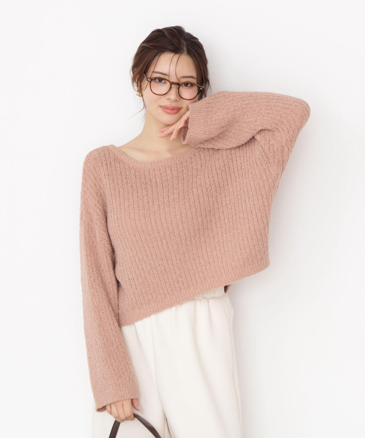 【松川星さん着用】フィルムモール短丈ニット