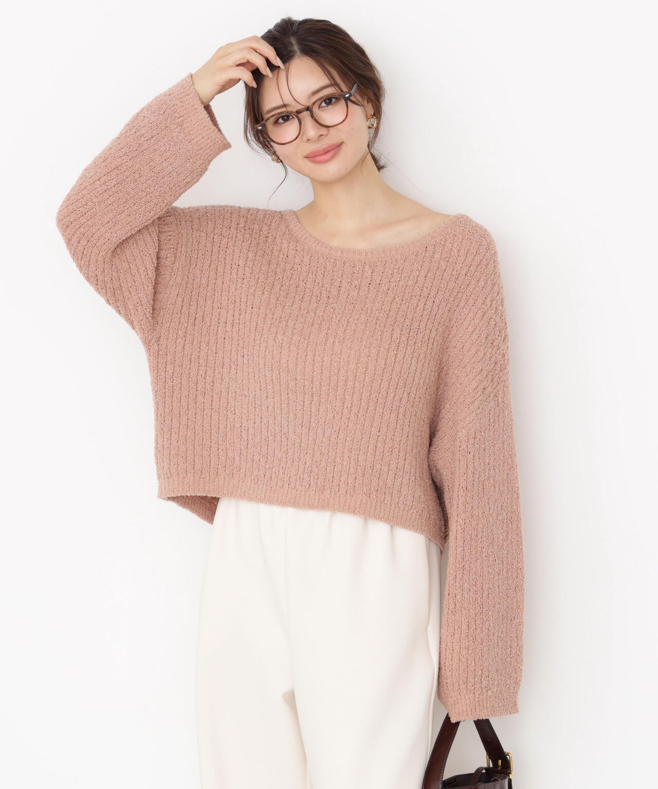 【松川星さん着用】フィルムモール短丈ニット