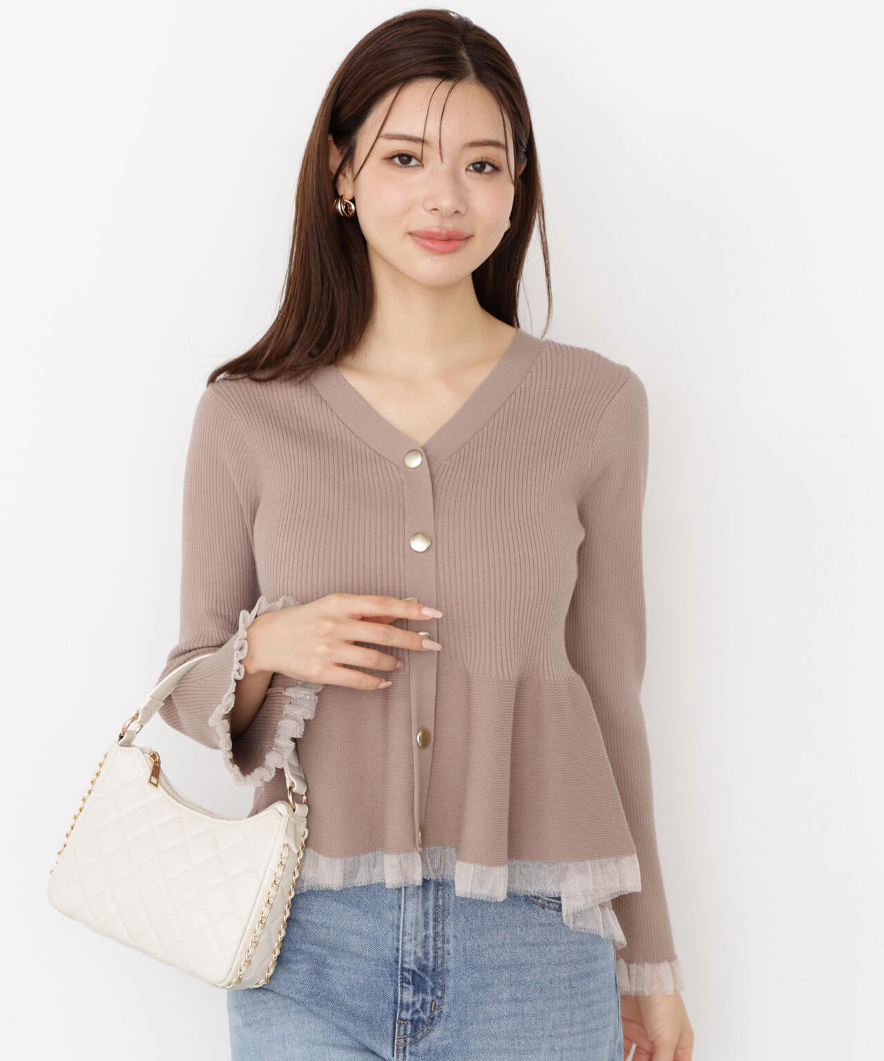 プロポーション 松川星さん着用　シアー切り替えペプラムニット タグ付き新品！ 松川星さん着用】シアー切り替えペプラムニット | PROPORTION