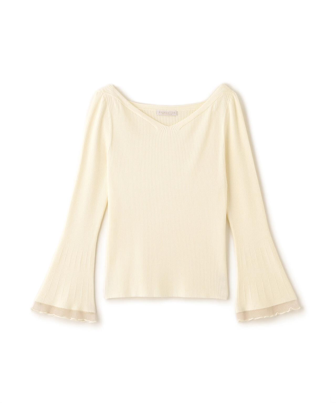 ハンドウォッシャブル＞ハートネック部分シアースリーブニット