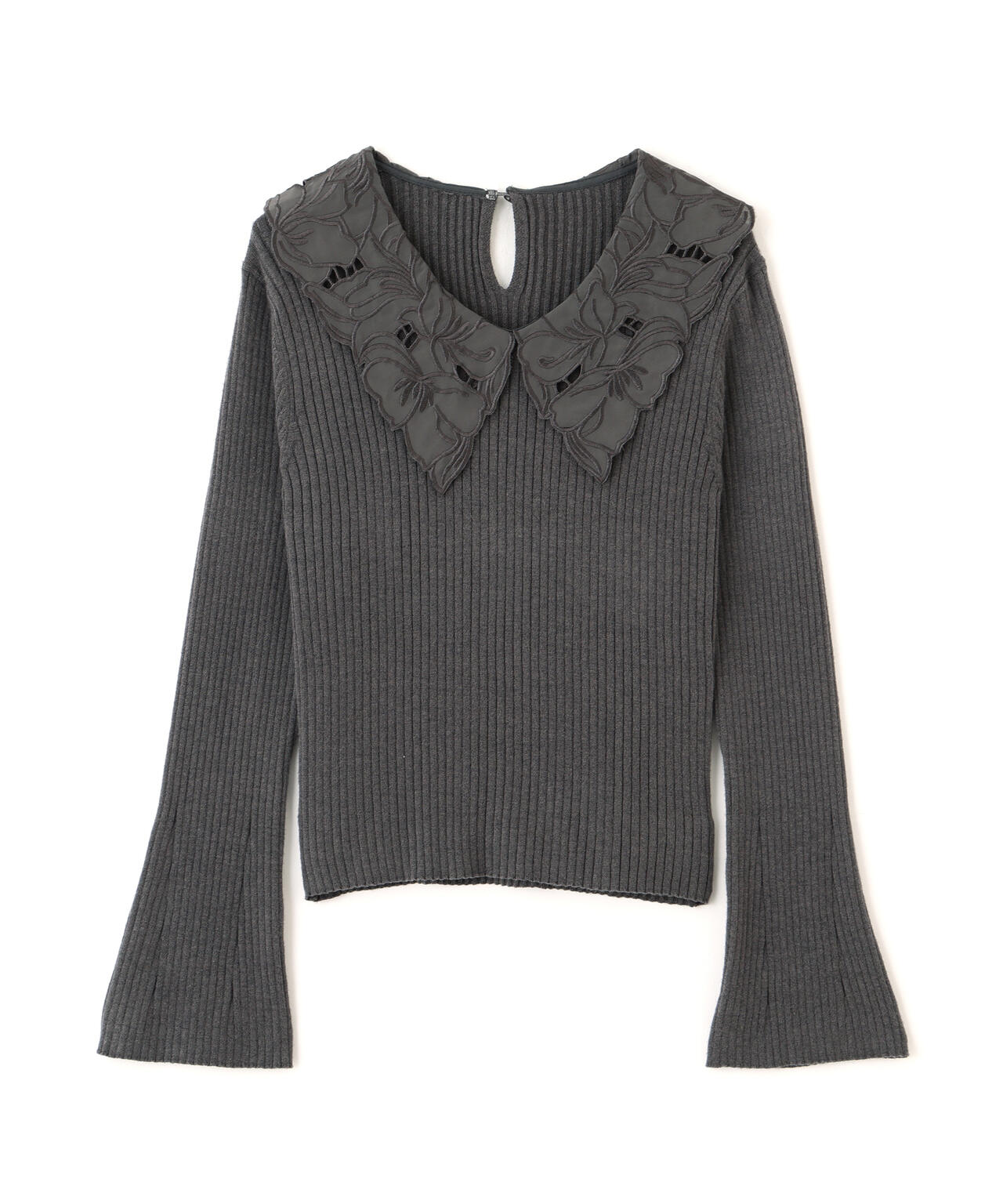 レース襟付きニット