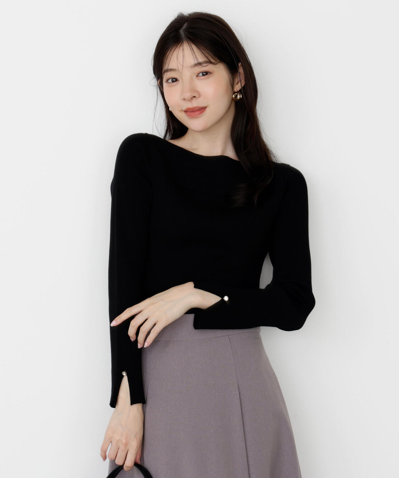 【松川星さん着用】＜ハンドウォッシャブル＞変わり編みリブニット