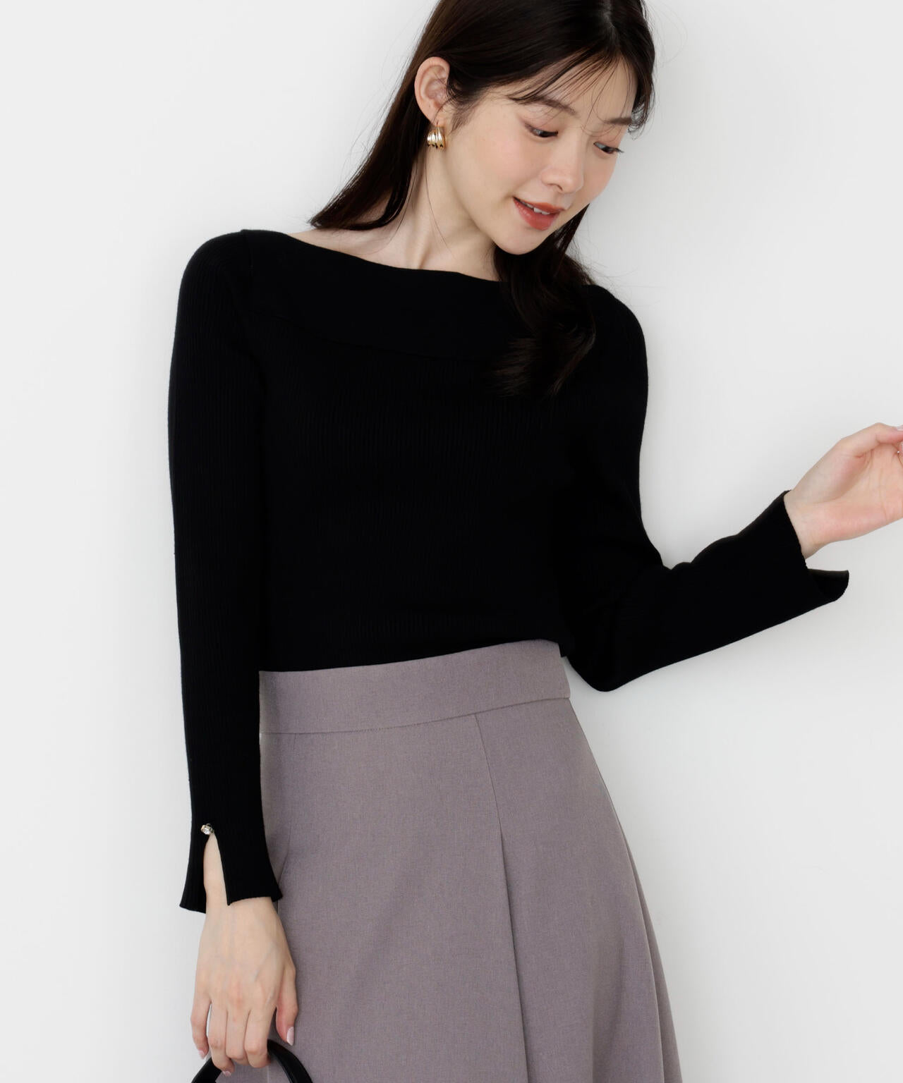 【松川星さん着用】＜ハンドウォッシャブル＞変わり編みリブニット